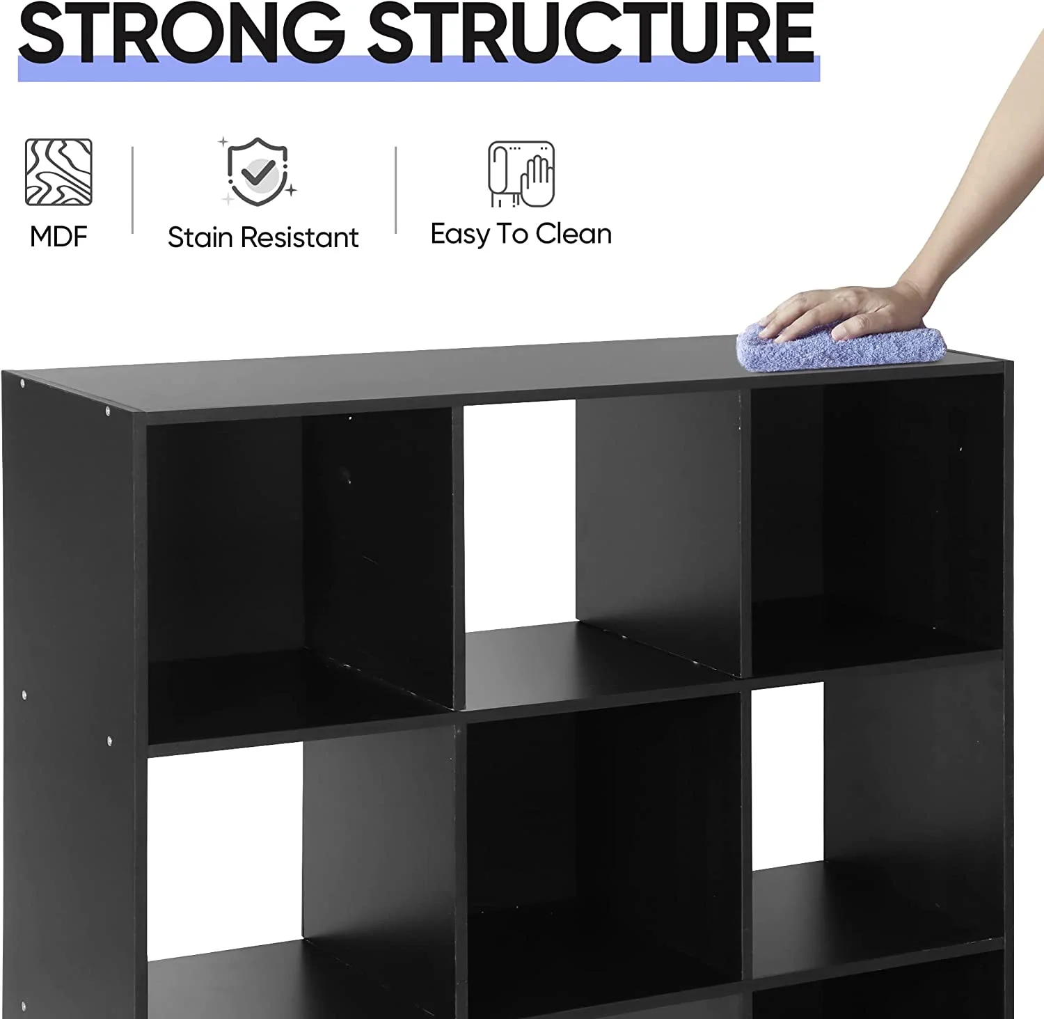 3-Tier Storage Shelves With Removable Back Panels, Wooden Opening Bookshelves For Living Room, Home Office, Bedroom, Dark Brown