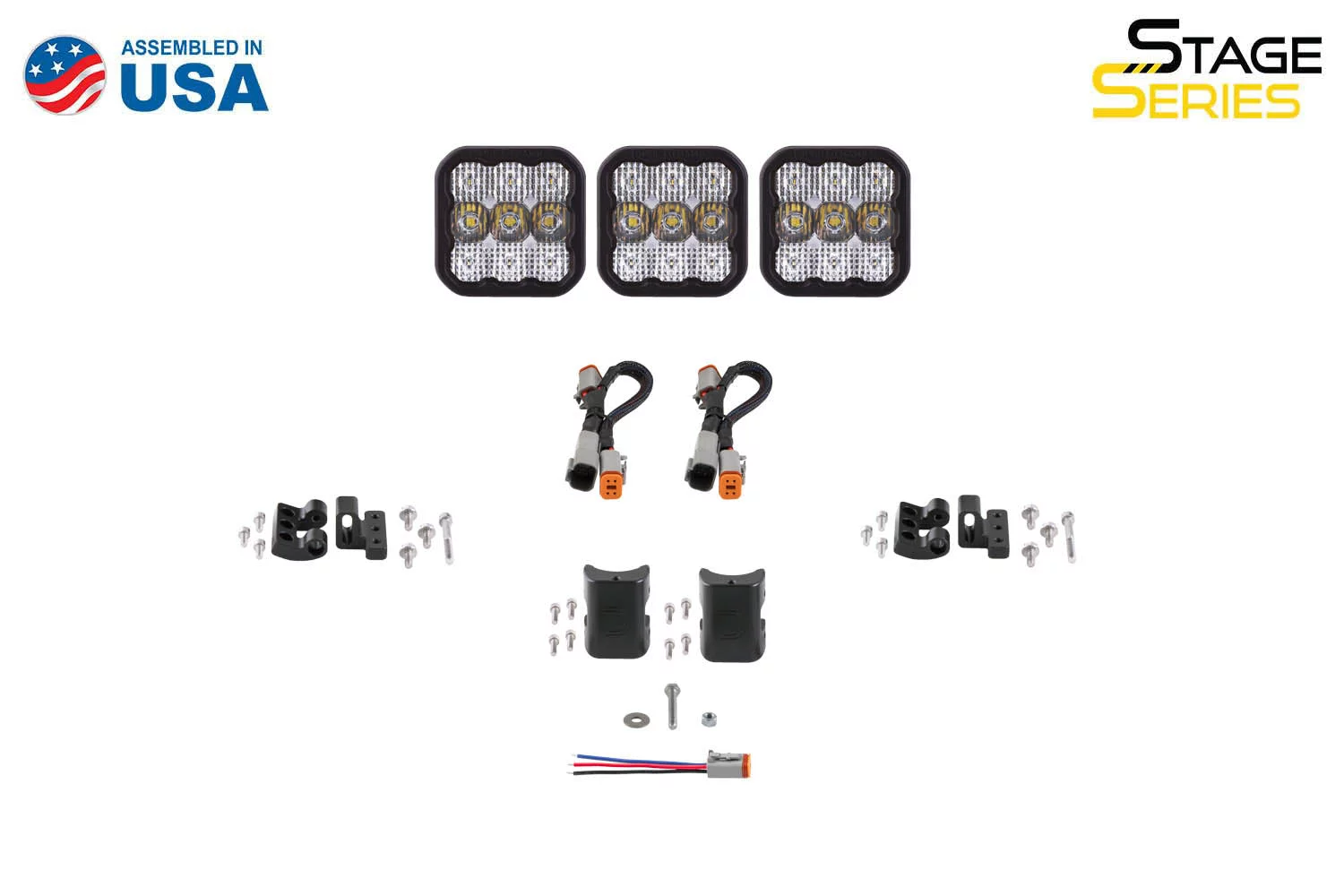 Diode Dynamics SS5 Pro Universal CrossLink 3-Pod Lightbar White Combo DD7238
