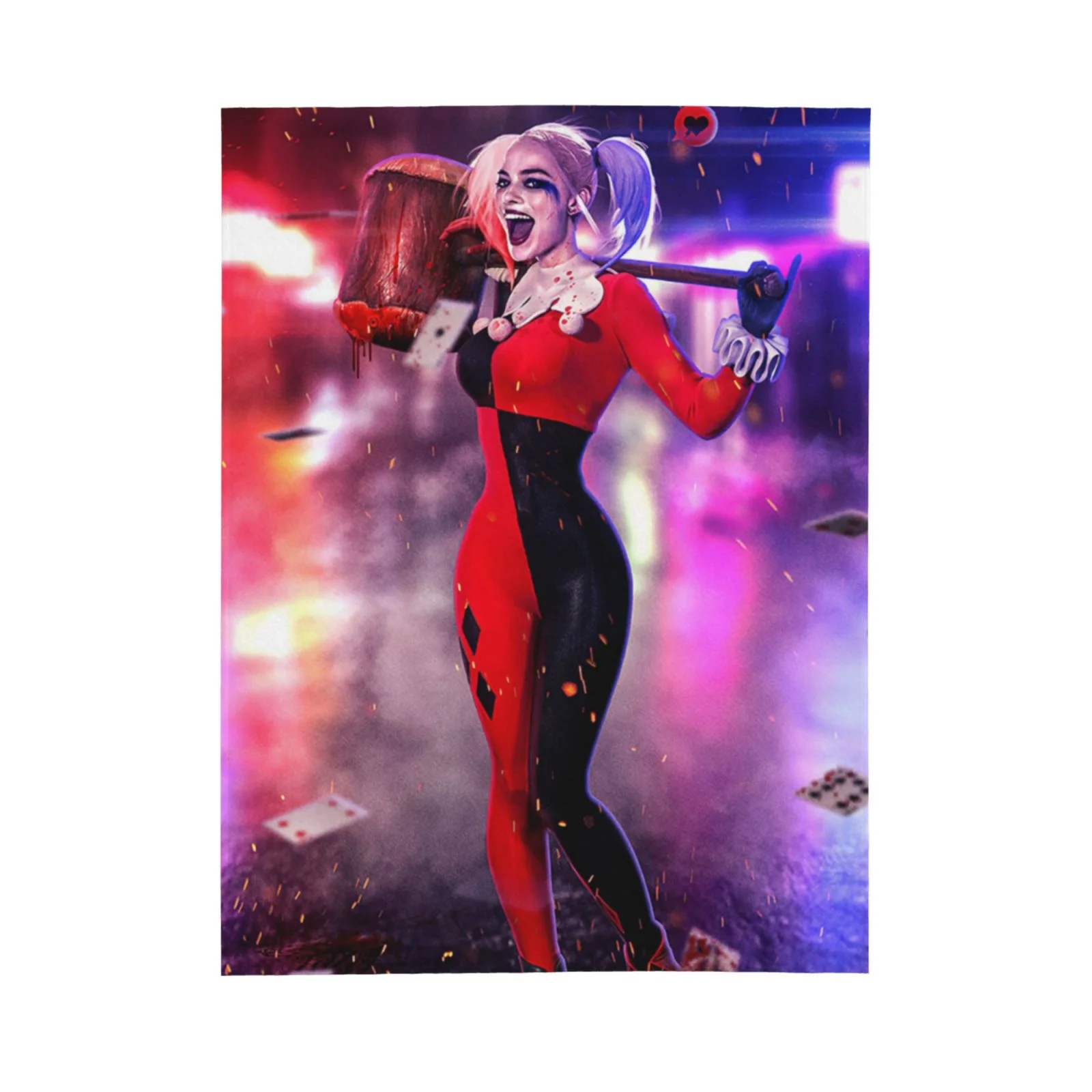 Harley Quinn Film Thick Blanket Cozy Soft Fuzzy Anti-pilling Flannel Throw Blanket Warm Sofa Bed Blanket 40