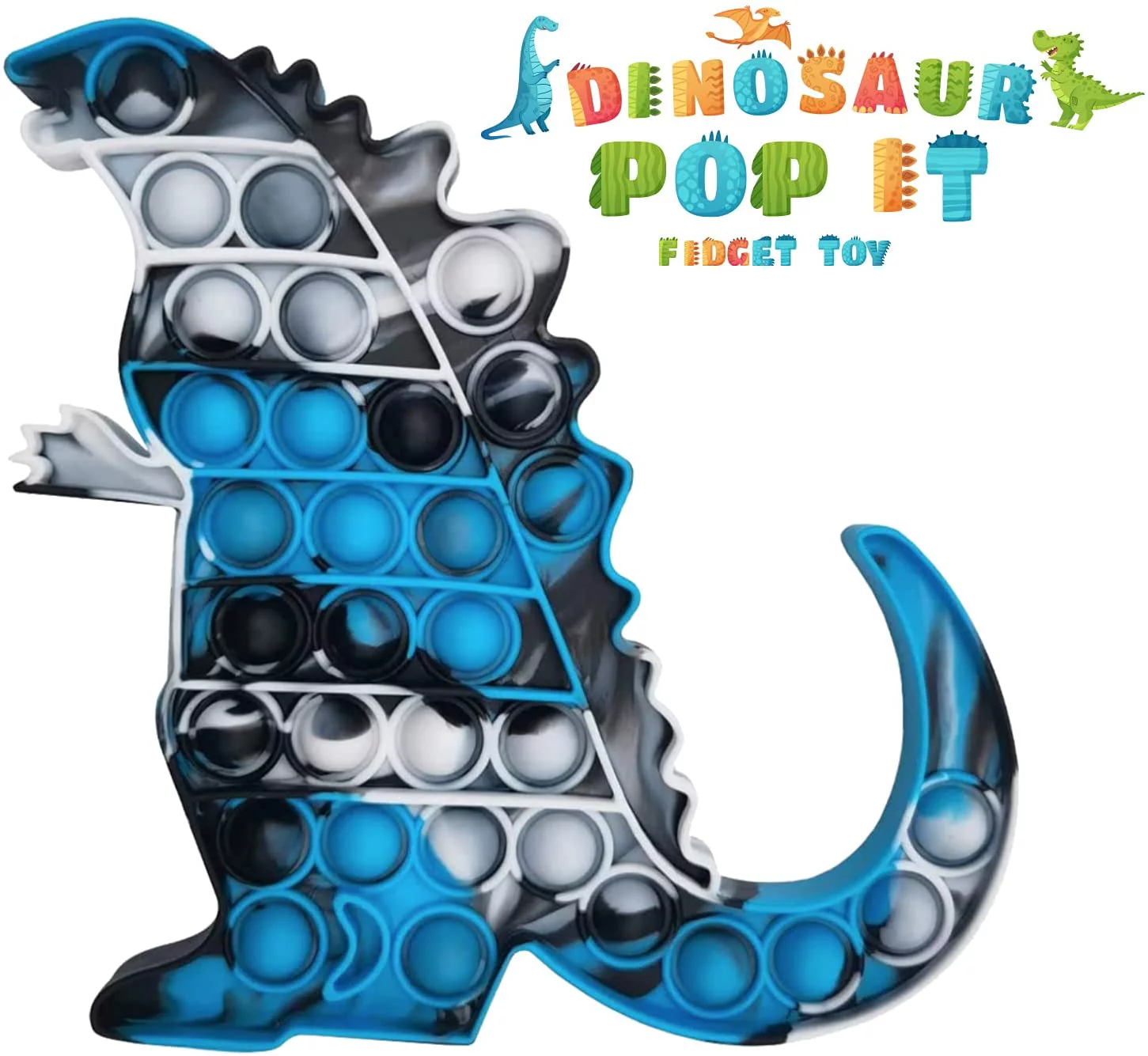 Push Bubble Fidget Sensory Animal Pop Toy, Tie-Dye Silicone Popper Stress Relief Toys, Adults Kids Anti-Anxiety Children Autism ADHD Special Needs Educational Tools