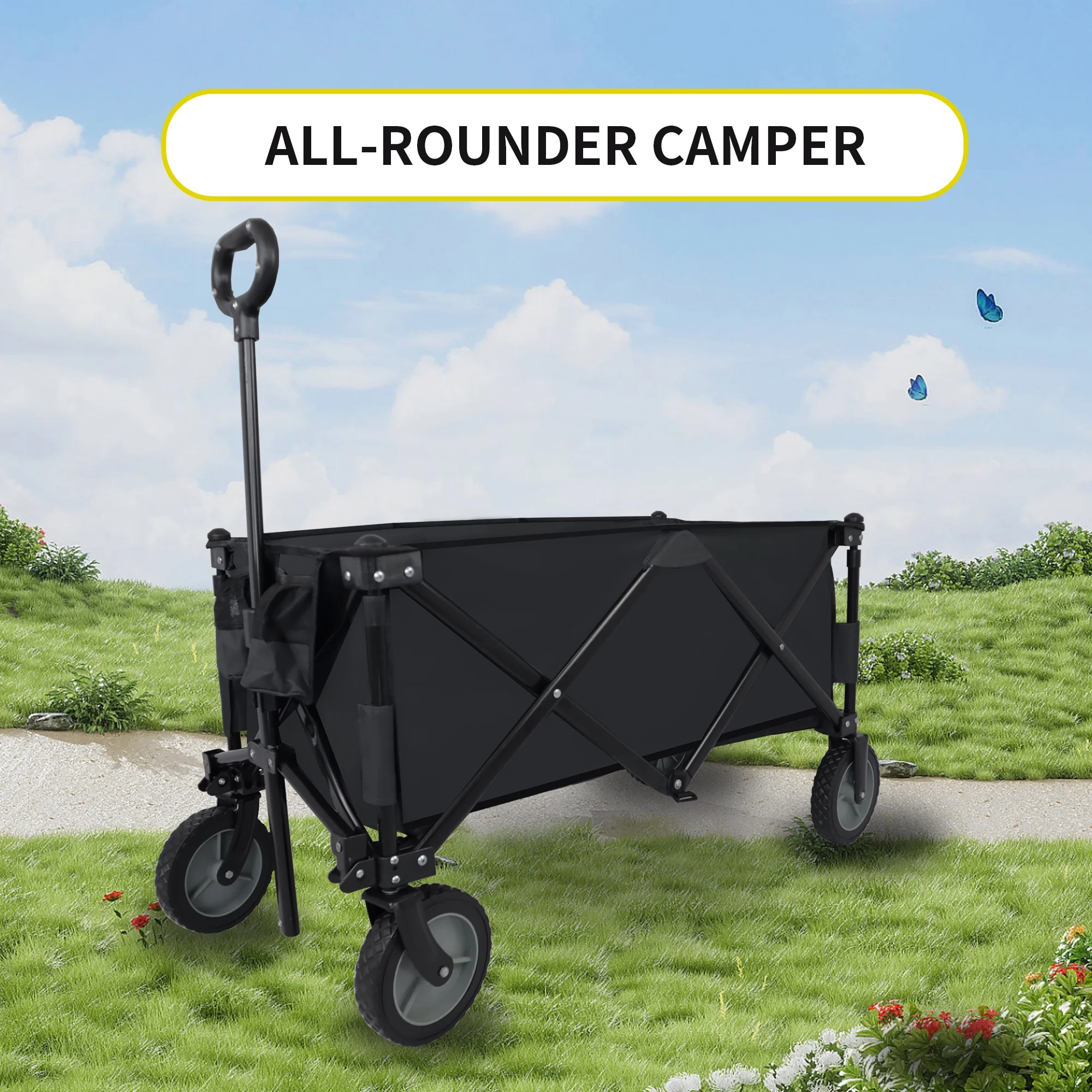 Utility Collapsible Folding Wagon Cart Heavy Duty Foldable, Beach Wagon