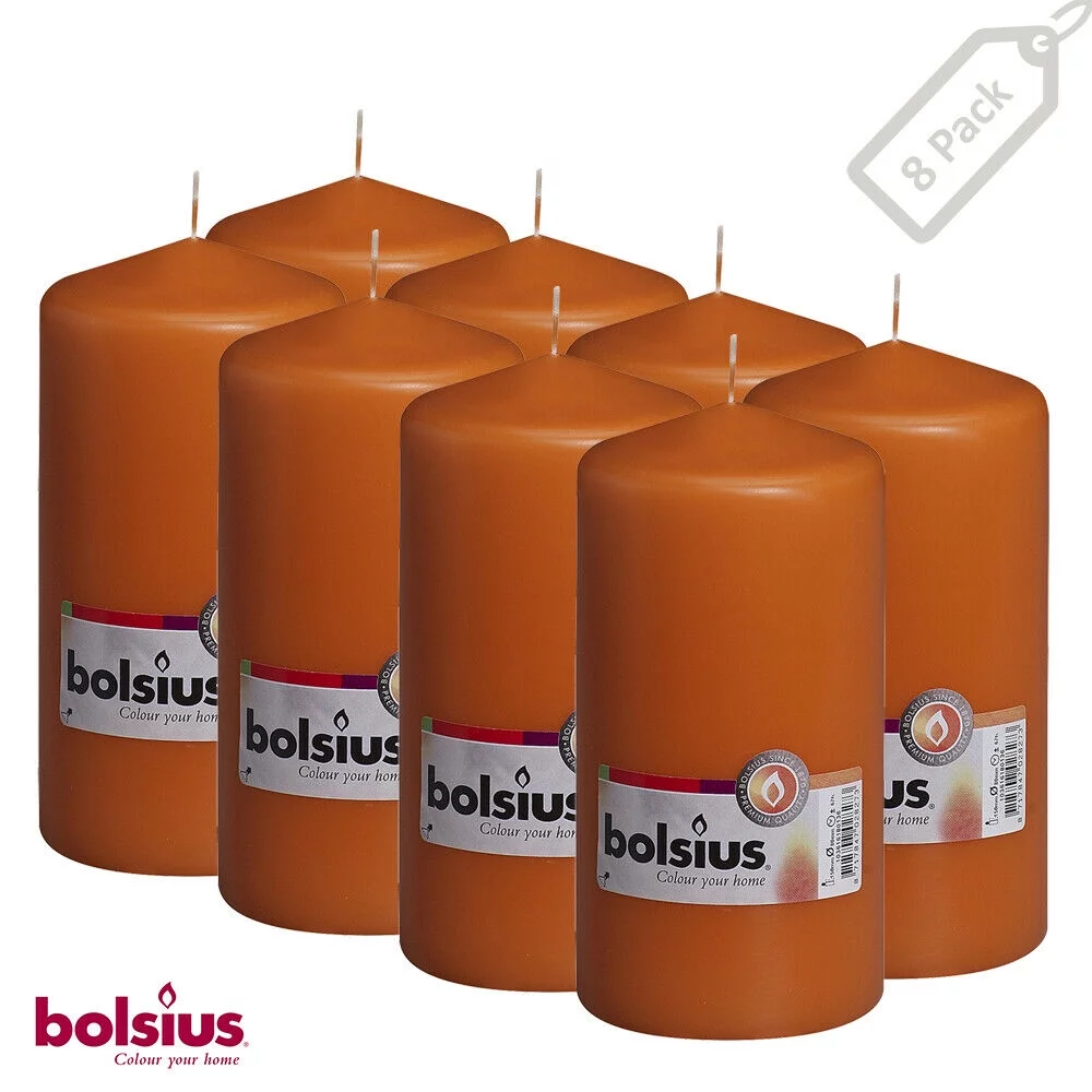 Bolsius Orange Pillar Halloween Candles 3x6