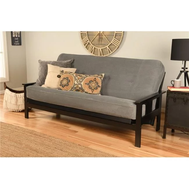 Kodiak KFMOBKMTHUNLF5MD3 Monterey Black Futon Frame with Marmont Thunder Mattress - Full Size