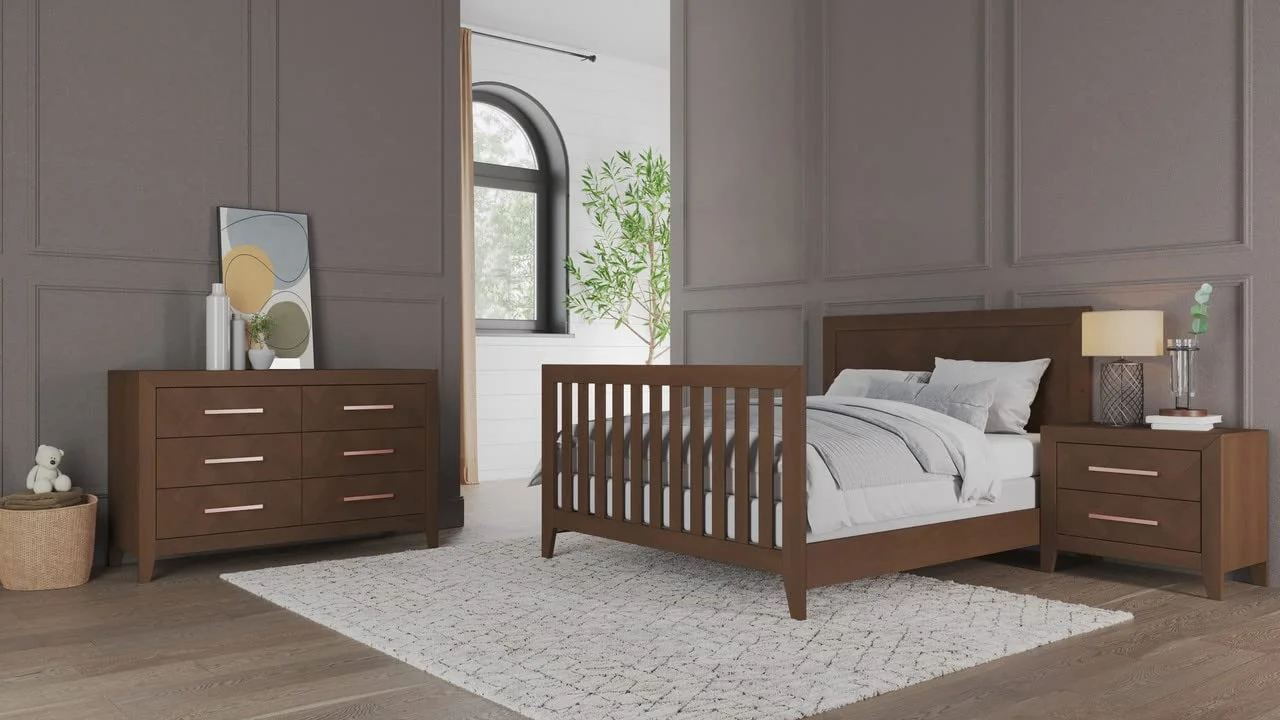 Kieran 2 Drawer Nightstand For Nursery Or Bedroom, Large Storage Drawers, Made Of Sturdy Pinewood, Non-Toxic, Baby Safe Finish (Toasted Chestnut)