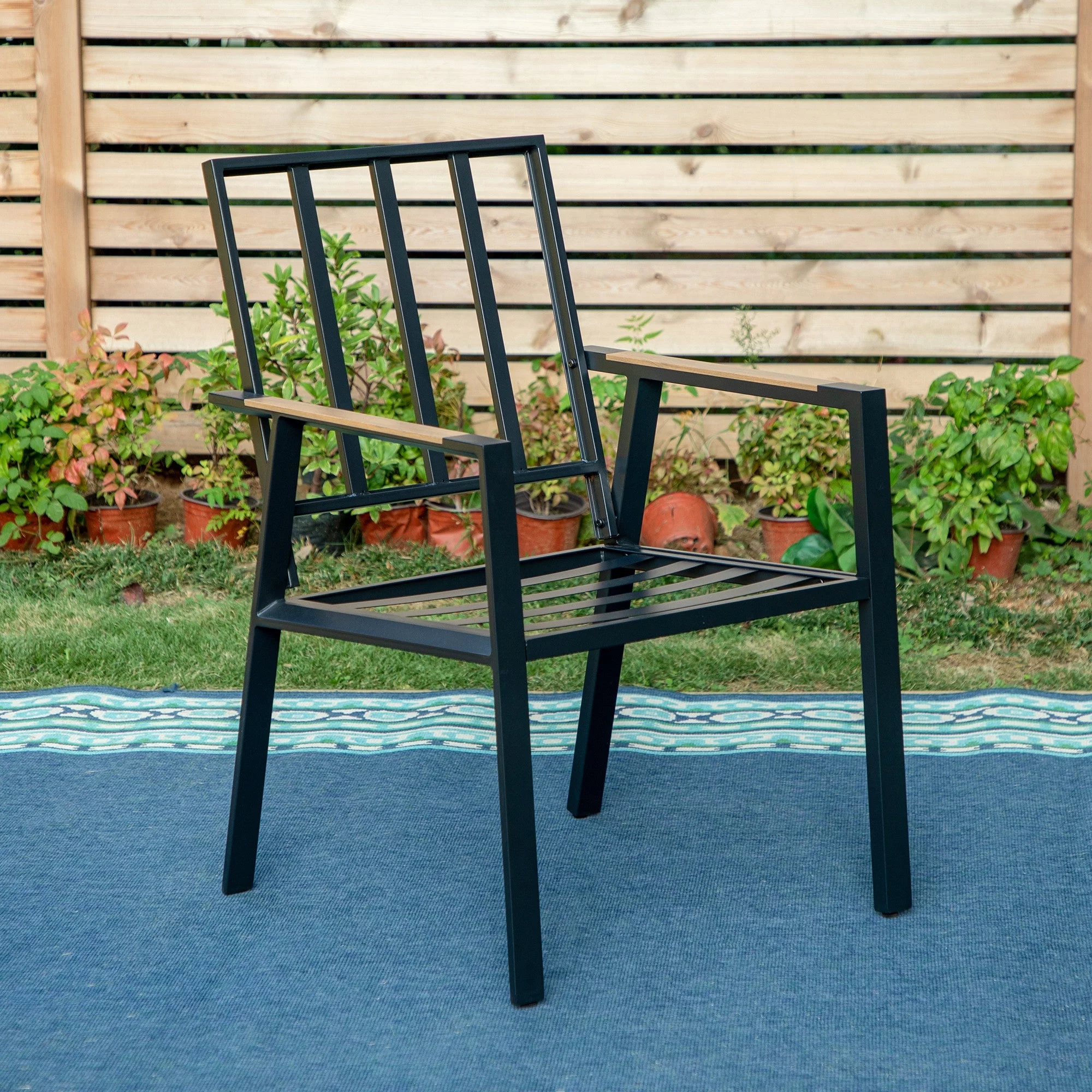 Sophia & William 7 Pieces Metal Patio Dining Set with Dark Grey Cushions