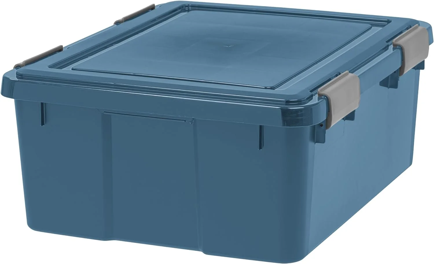 IRIS USA 31 Qt Storage Box with Gasket Seal Lid, 4 Pack - BPA-Free, Made in USA - Heavy Duty Moving Containers with Tight Latch, Weather Proof Tote Bin, WEATHERPRO - Navy