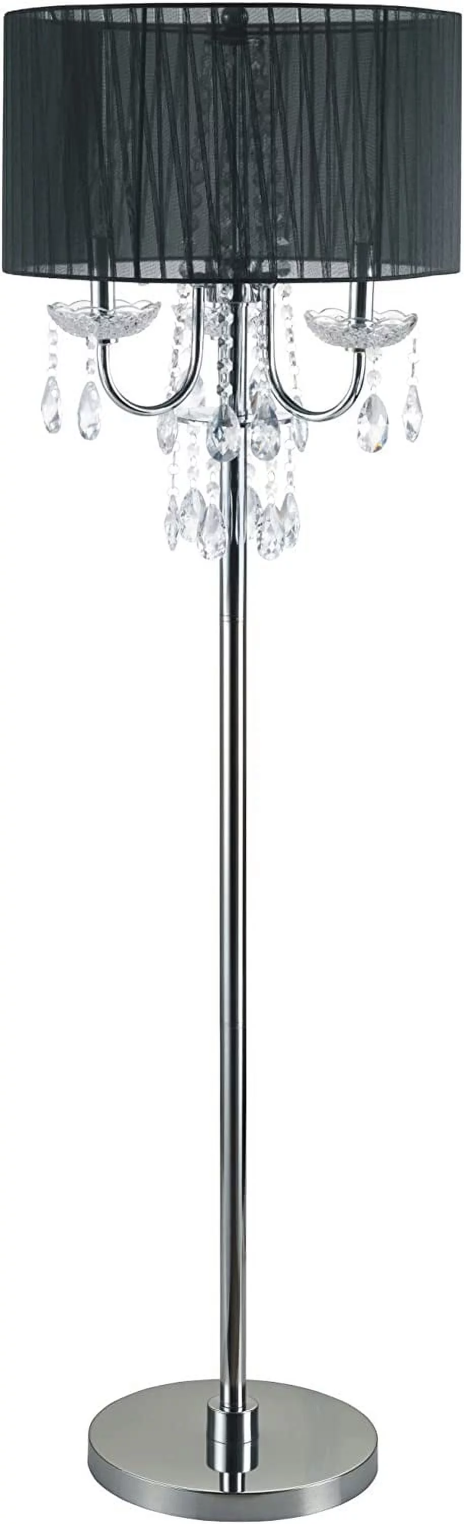 Elegant Crystal Inspired Multi-Light Floor Lamp - Features 3-Bulb Light & Convenient Foot Switch - 62.5