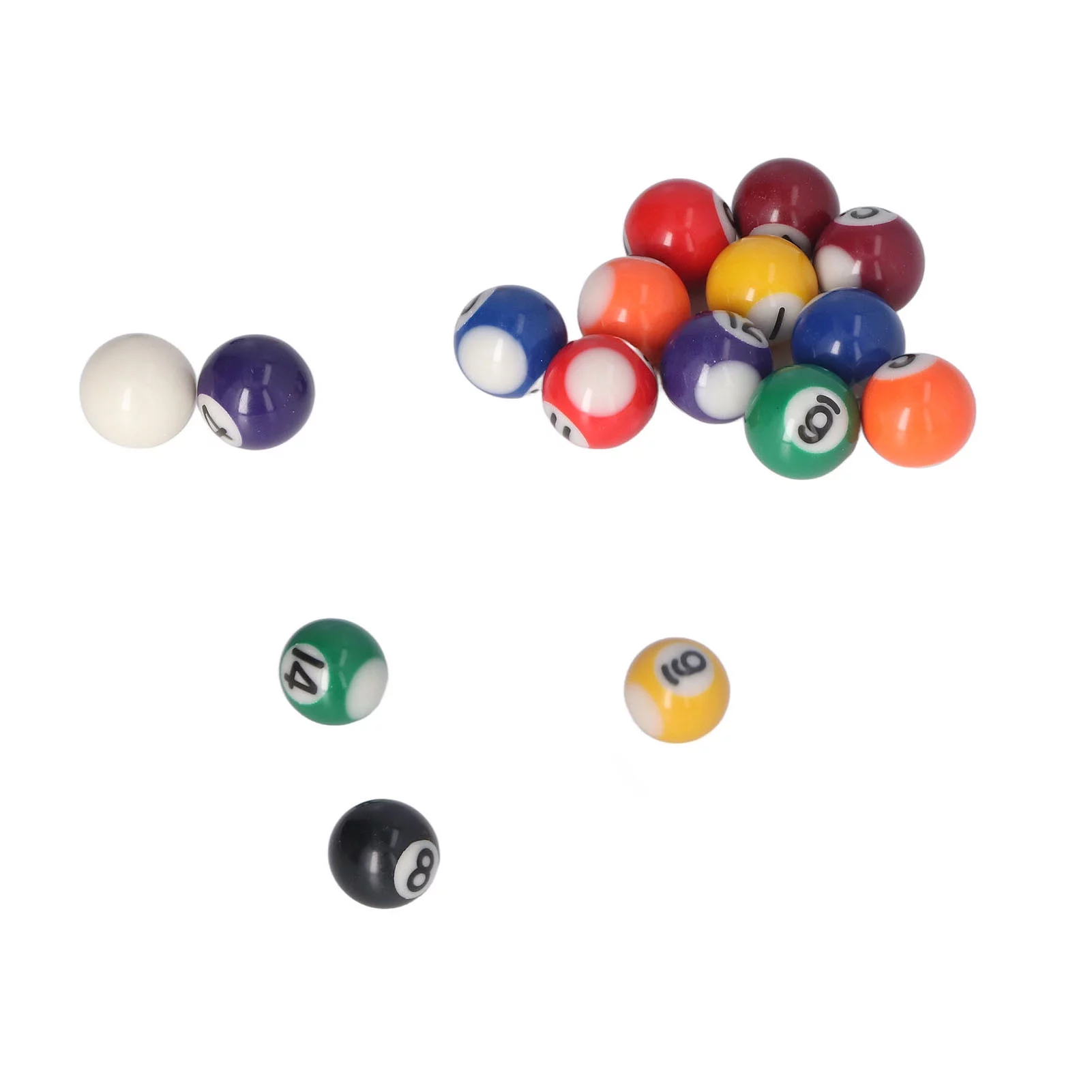 Buumin 25mm Mini Billiard Ball Complete 16 Balls Set American Style Resin Pool Table Balls Accessories