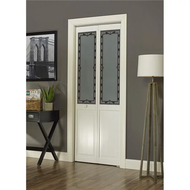 American Wood  36 x 80 in. Half Glass Craftsman Bifold Door, Unfinished Pine