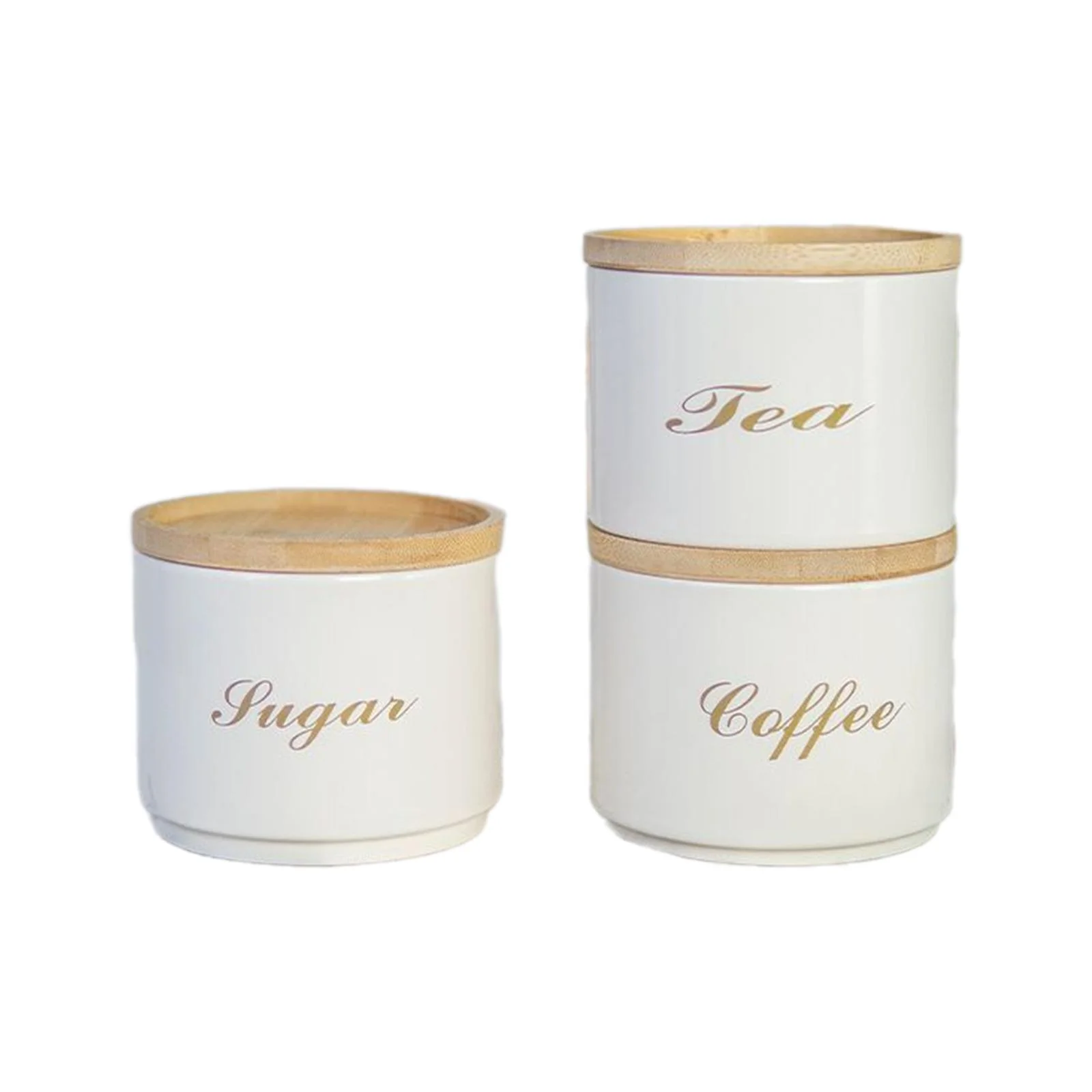 Esquirla 3Pcs Airtight Kitchen Canister Set Coffee Tea Sugar Container for Tea Coffee White