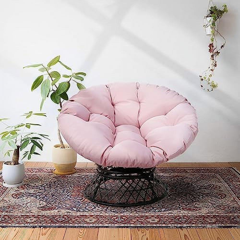 SQVFGHB Rattan Wicker ° Swivel Papasan Chair with Cushion for Livingroom  Bedroom  Reading Room  Leisure Lounge (Light Pink，No Little Pad 23.6IN Base)