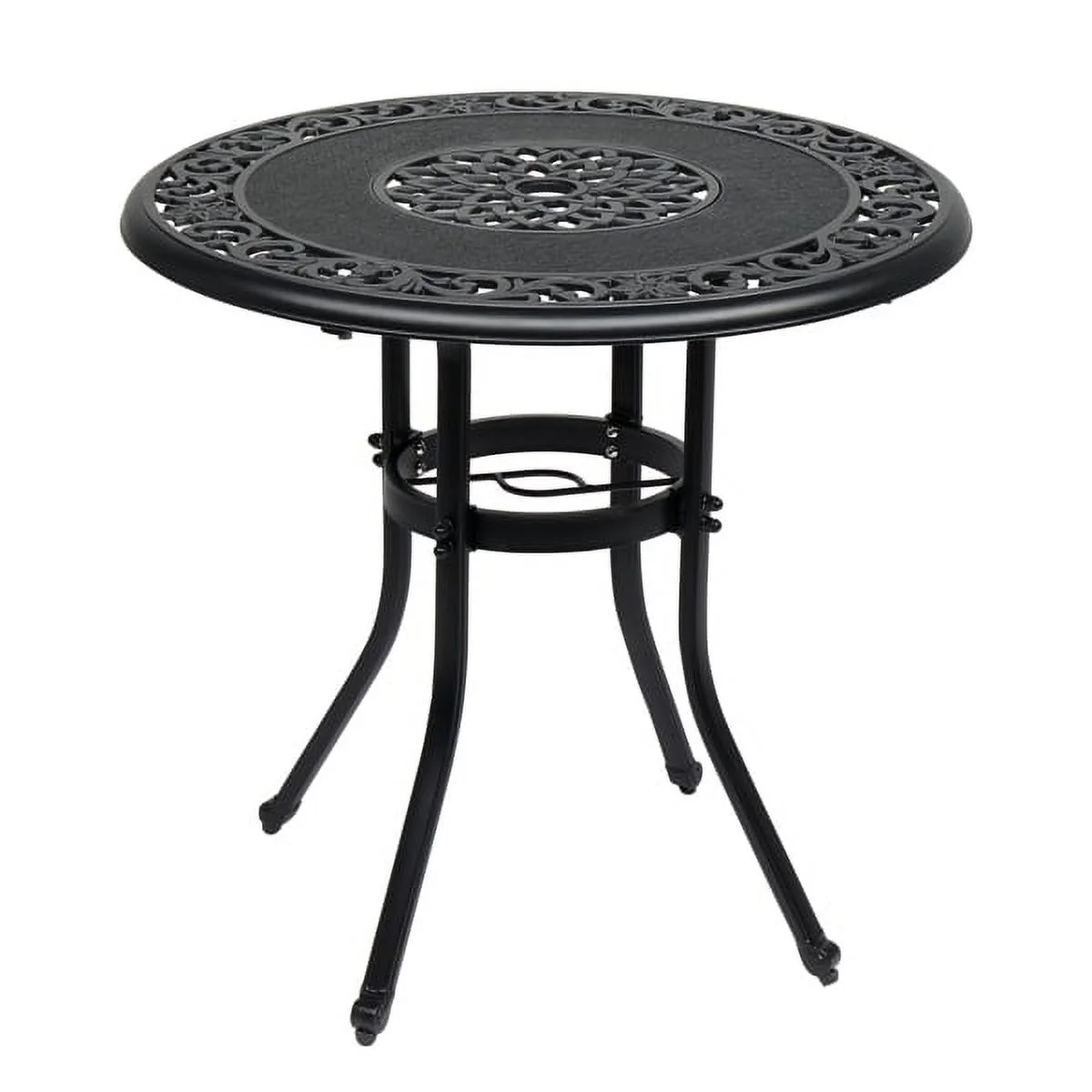 SYTHERS 32 Inches Round Patio Dining Table, Antique Cast Aluminum Outdoor Bistro Table Outdoor Side Table for Backyard, Garden, Patio, Porch