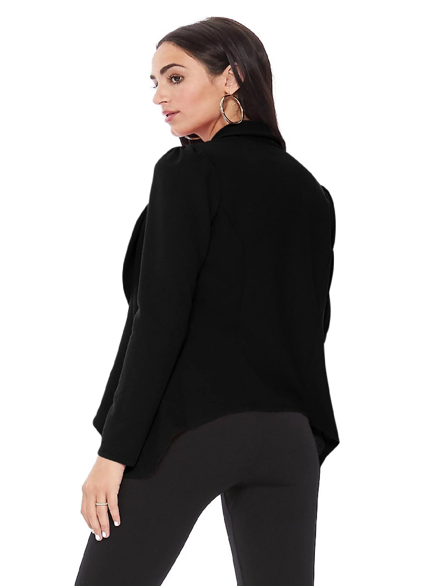 Women's Solid Print Casual Long Sleeves Stretch Open Front Blazer Jacket/Made in USA S-3XL