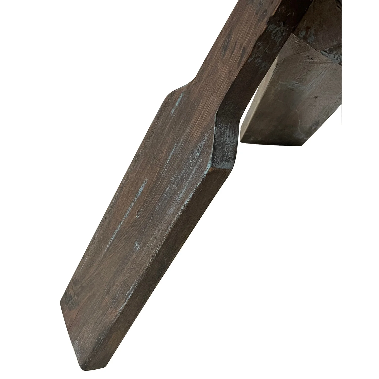 HomeStock Round Boat Oar Accent Table , Distressed Brown/Blue Solid Wood , Fully Assembled Retro Relaxation Stand