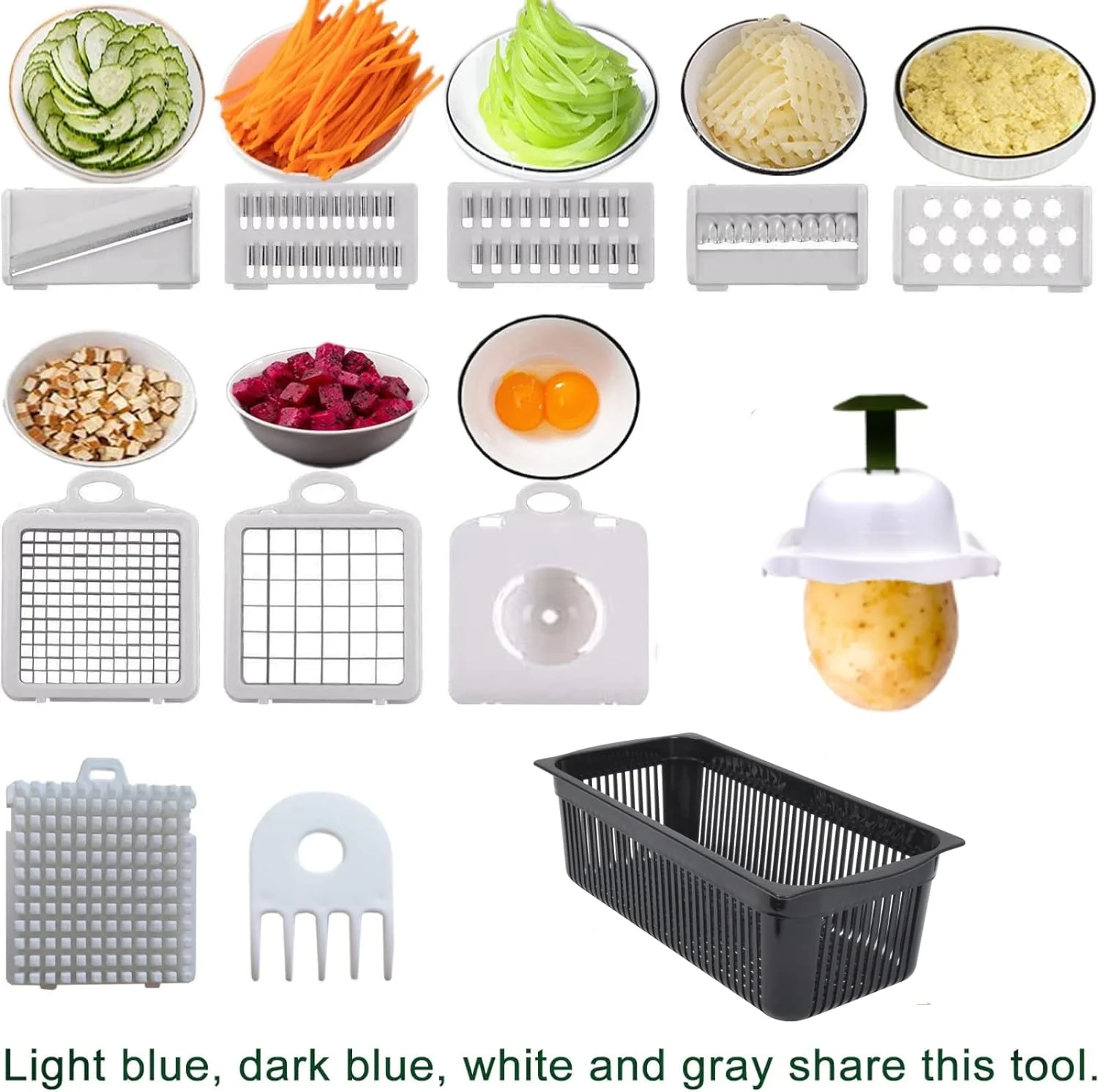 Vegetable Chopper,12-in-1 Multifunctional Veggie Chopper, Black Kitchen Vegetable Slicer Dicer Cutter,Potato Onion Food Chopper with Vegetable Peeler,Hand Guard and Container