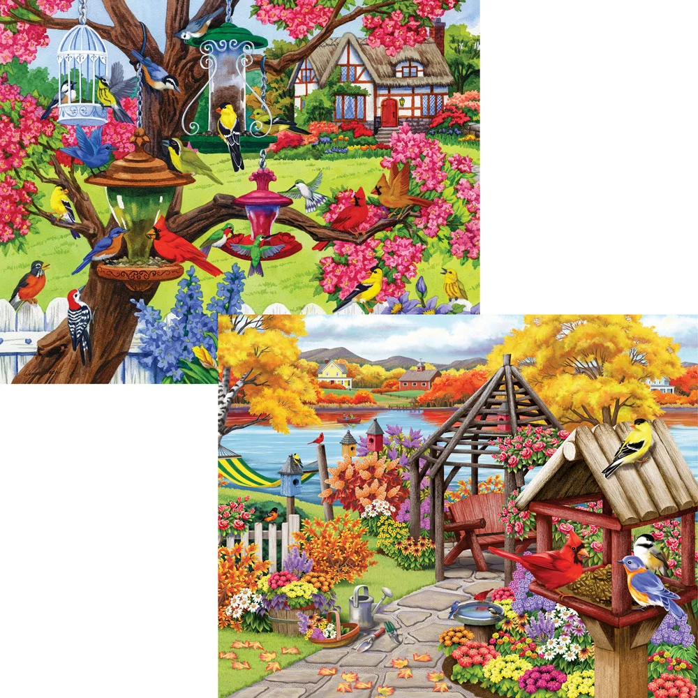 Bits and Pieces - 4-In-1 Multi-Pack Rustic Gardens 1000 Piece Jigsaw Puzzles for Adults - Each Puzzle Measures 20