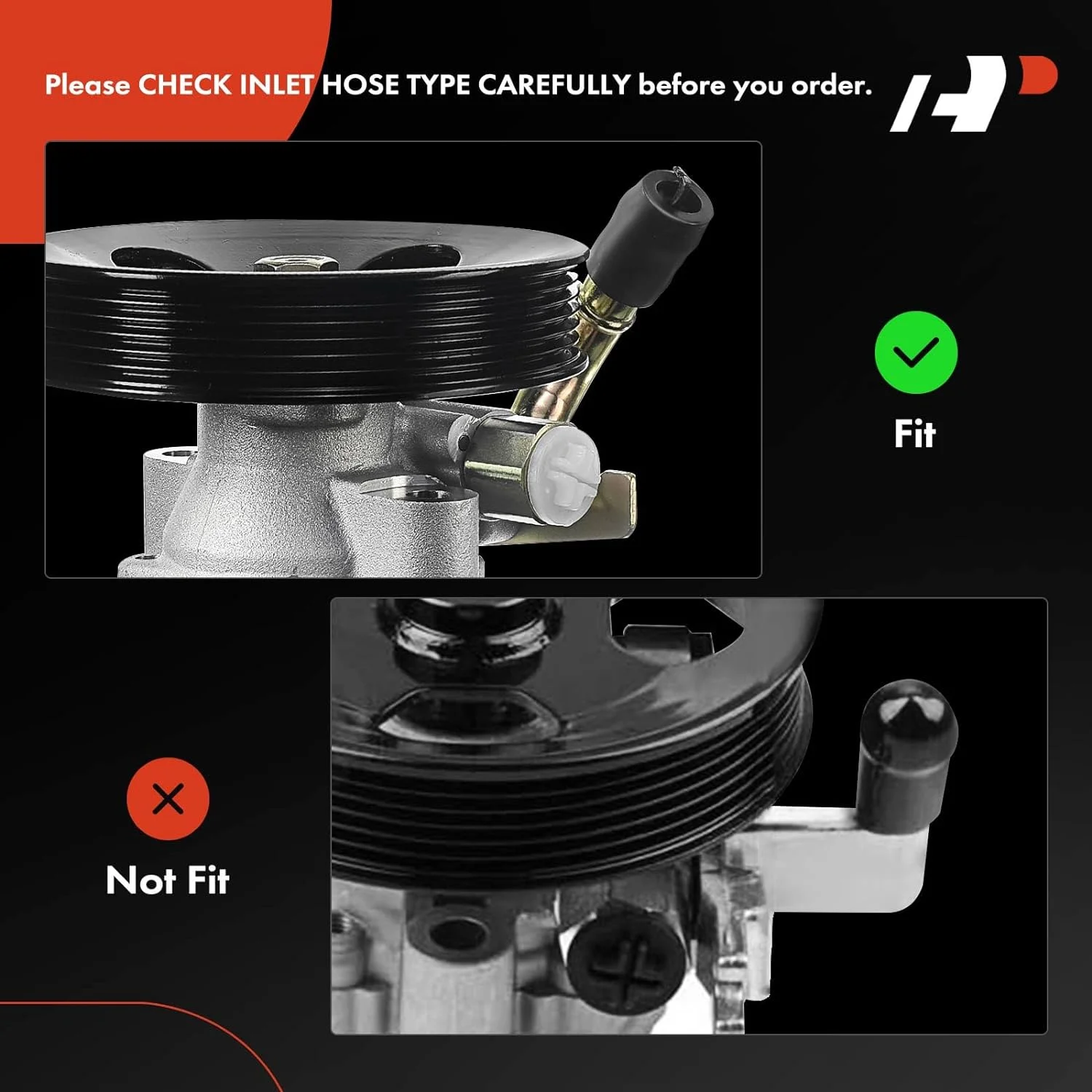 A-Premium Power Steering Pump with Pulley Replacement for Hyundai Tucson 2005-2009 Kia Sportage 2005-2010 (Only for Engine G6BA Only)