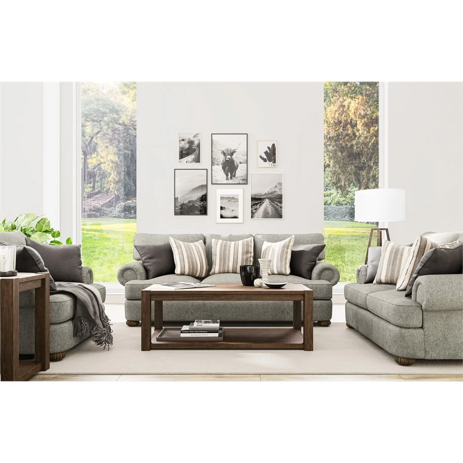 Home Square 3-Piece Set with Coffee Table and 2 End Tables in Brown