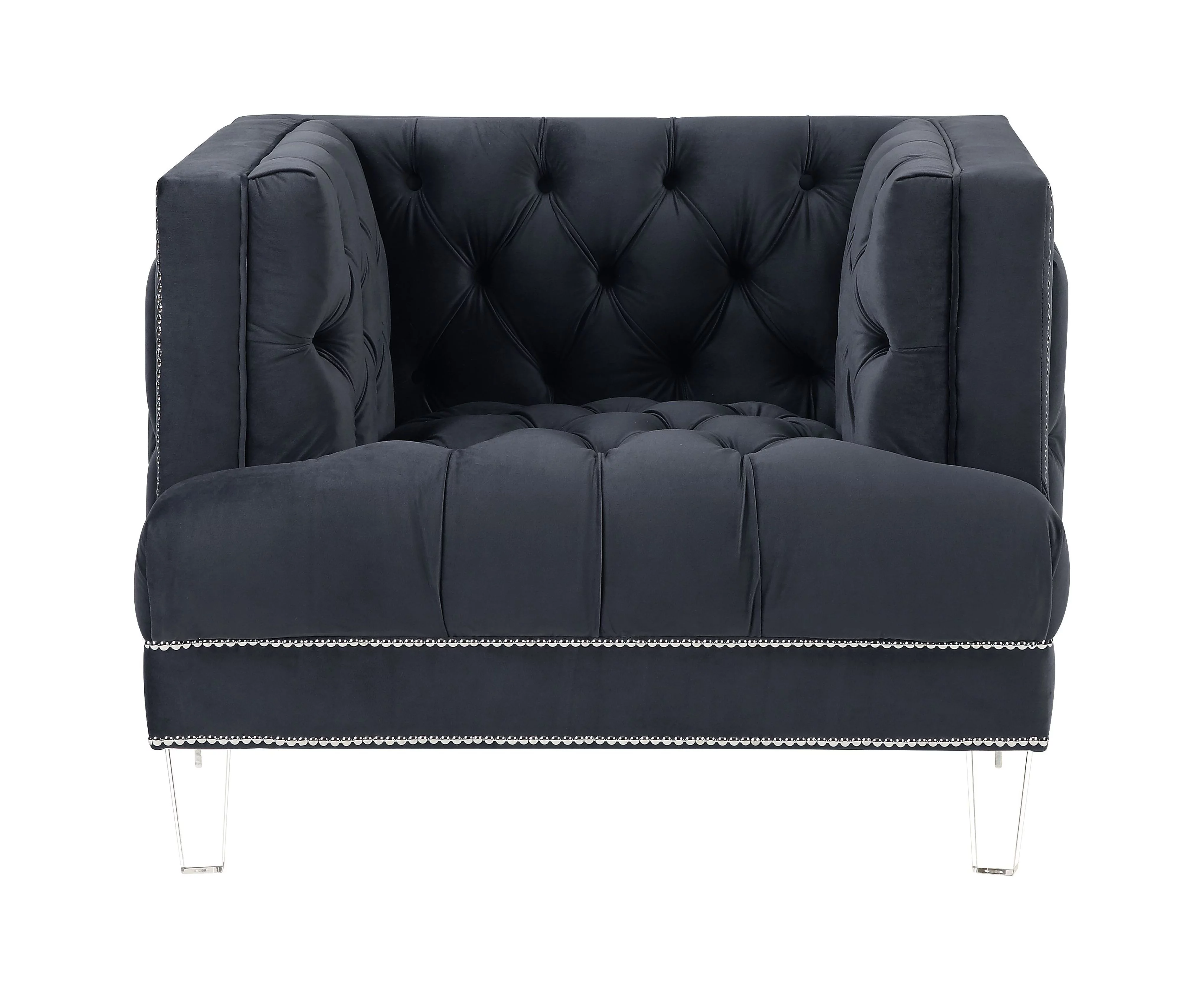 ACME Ansario Chair, Charcoal Velvet 56462