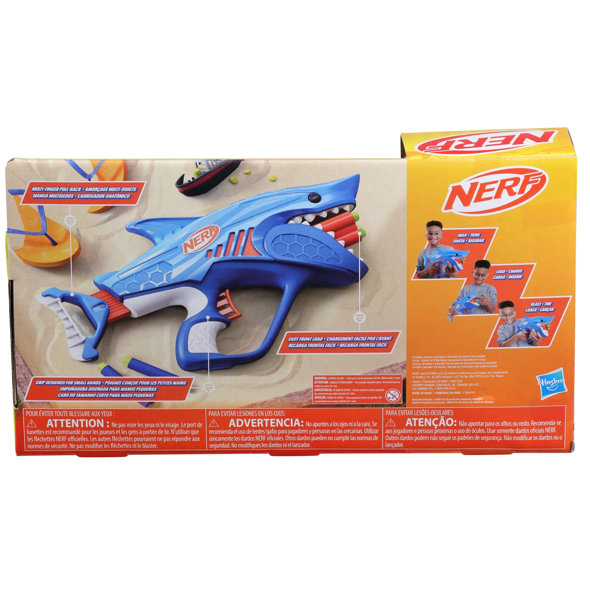 Nerf Wild Sharkfire, Easy Play Dart Blaster, 8 Nerf Elite Darts, Ages 6 & Up