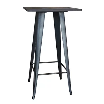 AmeriHome Dark Elm Finish Wood Top Bar Table with 4 Dark Elm Wood Top Gunmetal Finish Backless Bar Stools