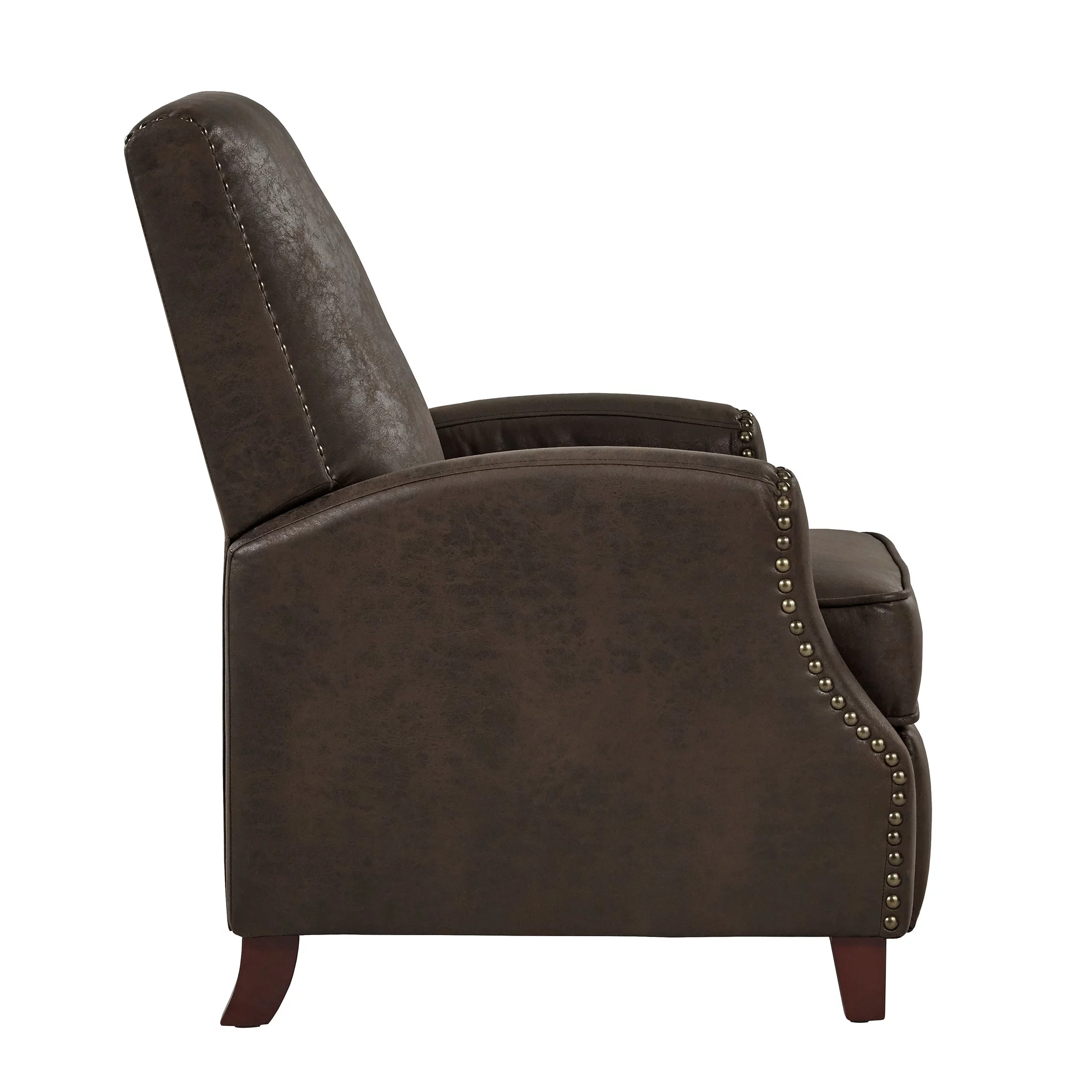 OakvillePark Perry Polished Microfiber Upholstered Push Back Reclining Chair, Brown