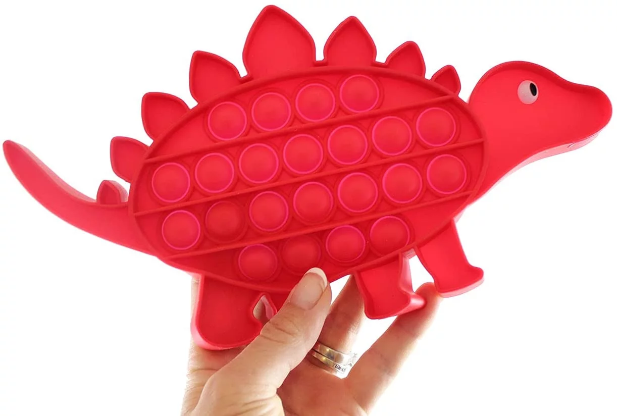 1 RANDOM Cute Dinosaur Animal Shaped Pop Silicone Push Poke Bubble Wrap Fidget Toy - Press Bubbles to Pop the Bubbles Down Then Flip it over and Do it Again - Sensory Stress Toy OT Dino