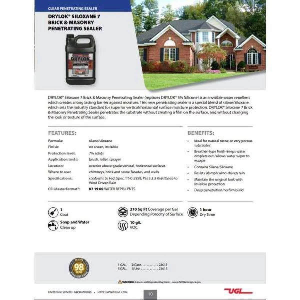 Drylok 1002806 1 gal Clear Penetrating Sealer - Case of 2