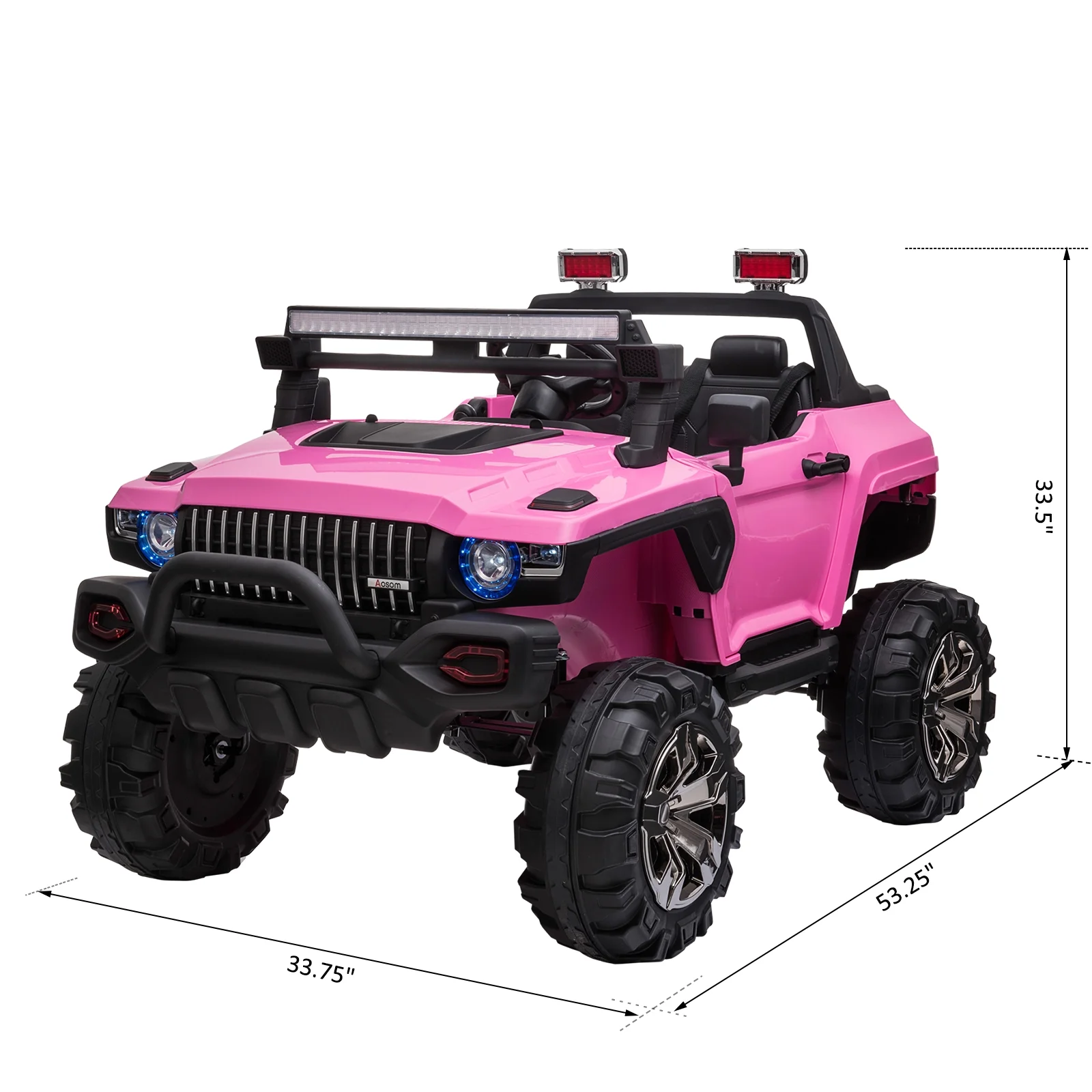 Aosom 12V Kids Electric 2-Seater Ride On Police Car SUV Truck Toy with Parental Remote Control, Pink