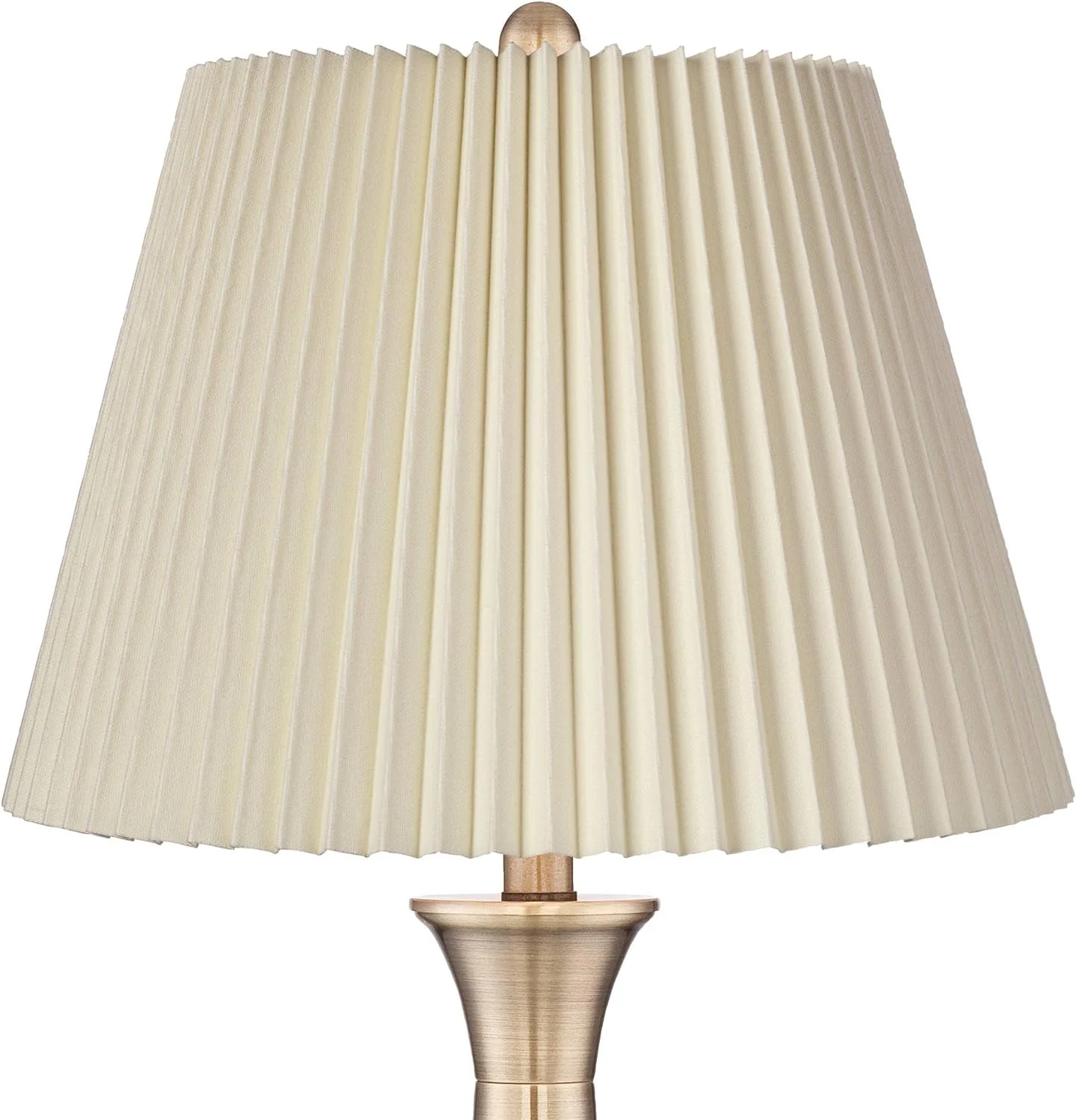 YPDCHB Becky Traditional Candlestick Table Lamps  24 3/4" High Antique Brass Gold Metal Ivory Linen Pleat Shade for Bedroom Living Room Bedside Nightstand House Home Office