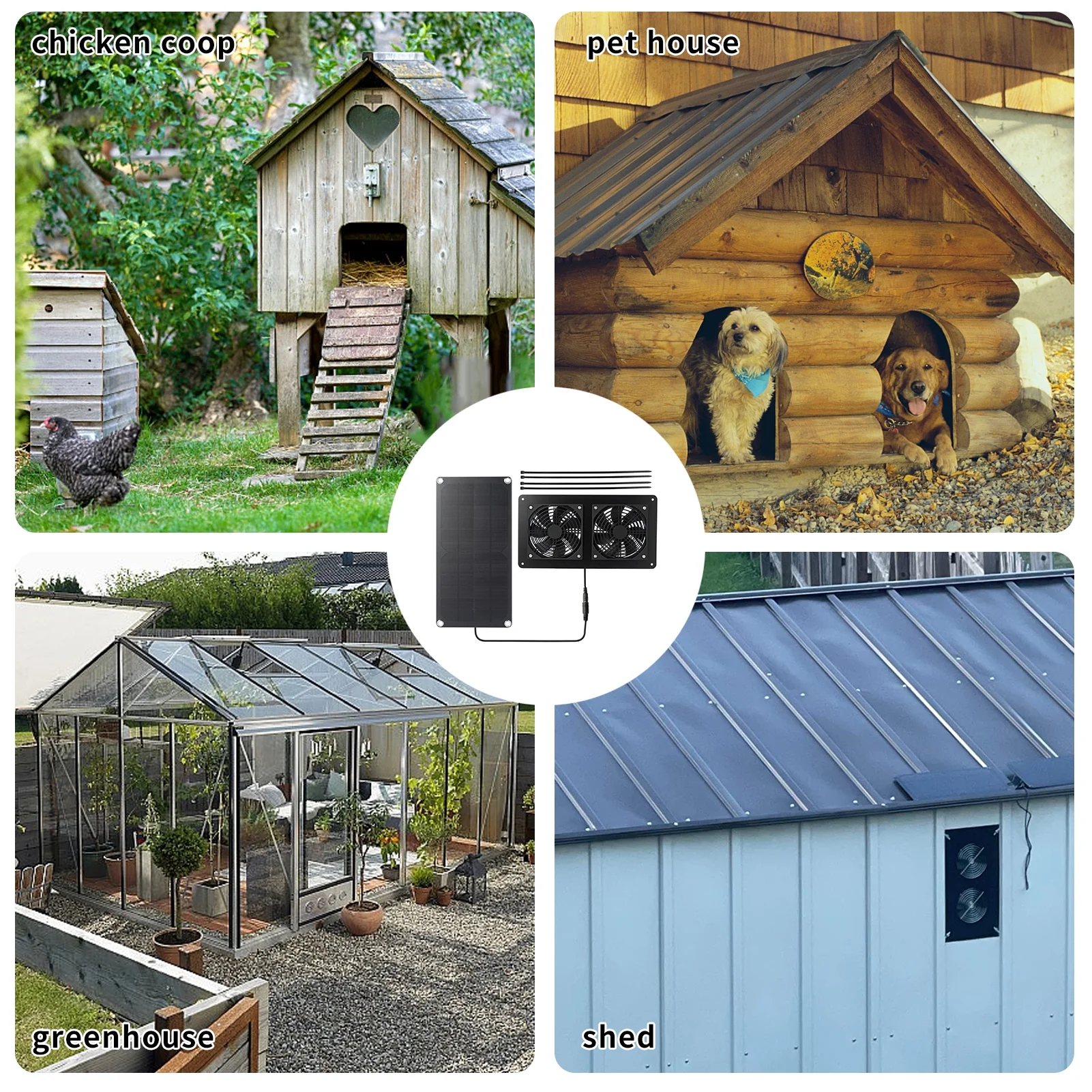 Aumotop Exhaust fan,fan Powered Dual Chicken Coops Sheds Fan 10W Panel Fan Window Kit Sheds Solar Fan Dual Panel Powered Weatherproof solar panel solar panel kit