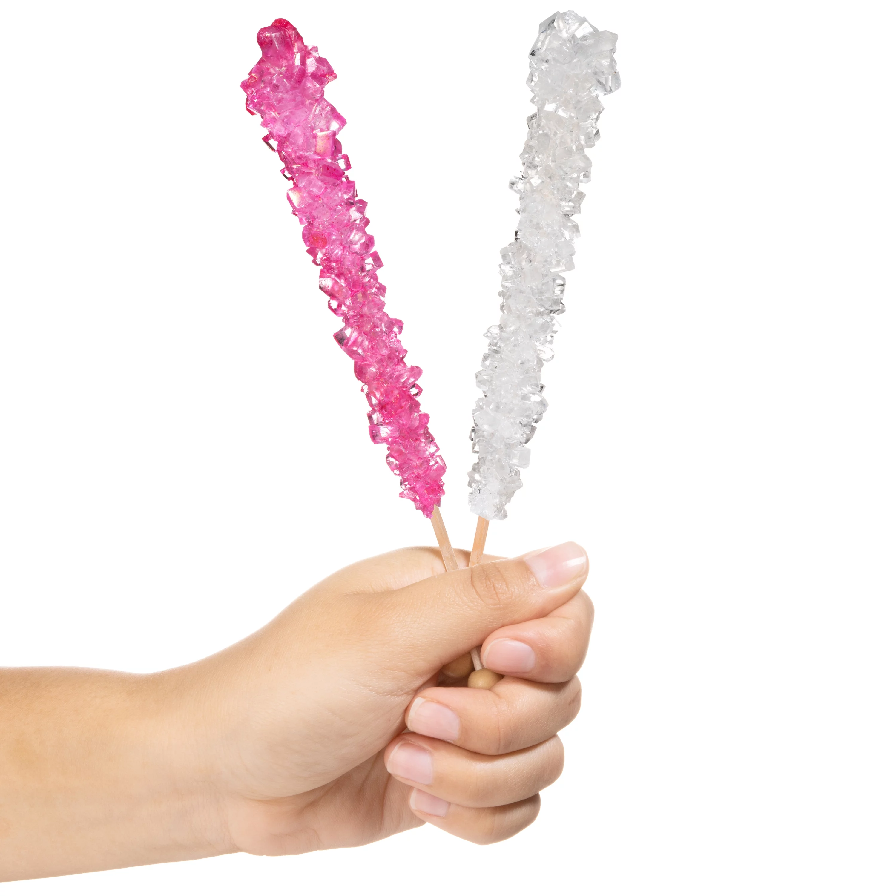 Candy Envy Light Pink & White Rock Candy Sugar Sticks, 24 Count, Indiv. Wrapped