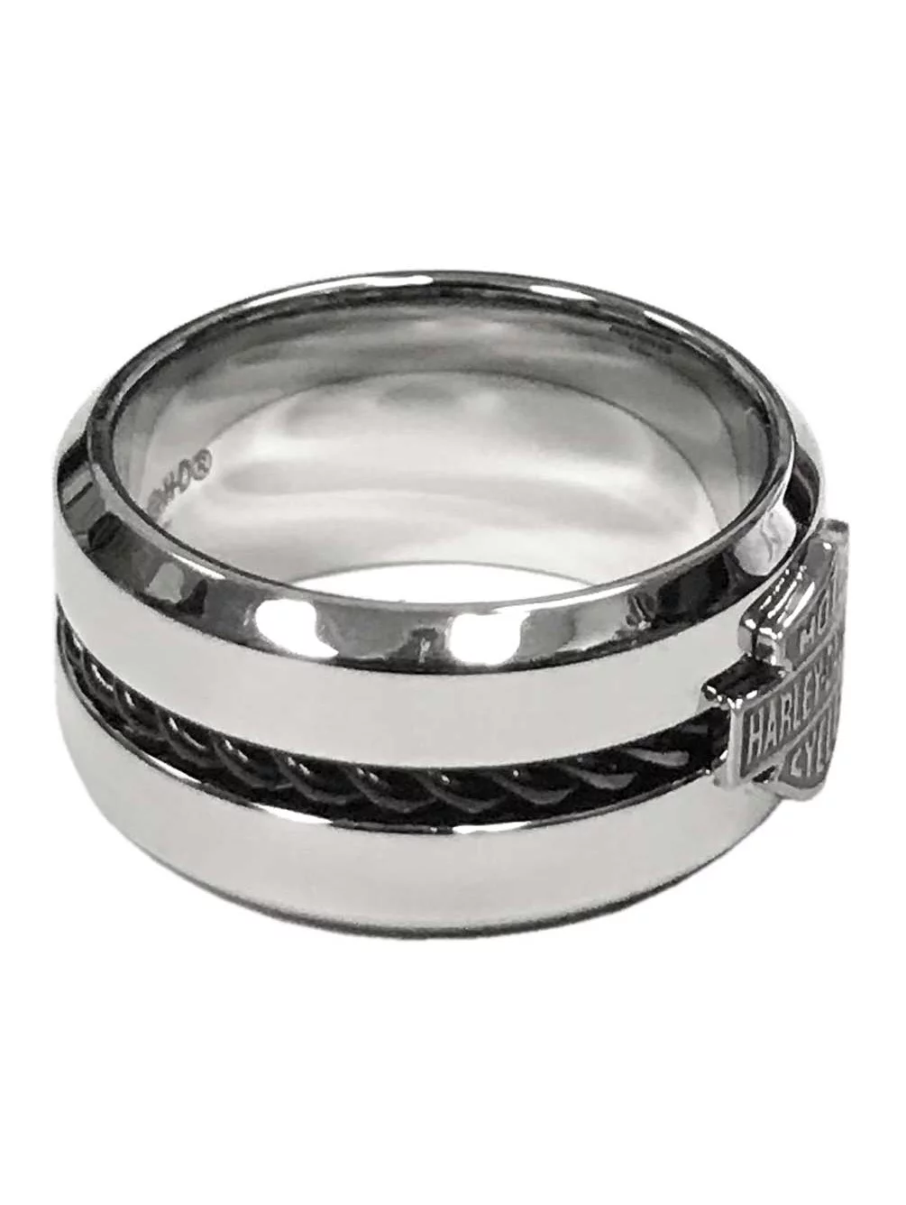 Harley-Davidson Men's Black Stainless Steel Wire Bar & Shield Ring HSR0032 (13), Harley Davidson