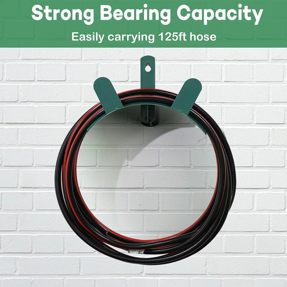 Deluxe Wall Mount Garden Hose Hanger Duty Metal Hose Holder Easily Holds 125 3/4’’ Hose