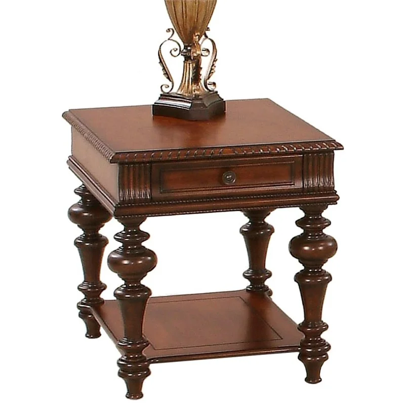 Home Square Rectangular Wood End Table in Heritage Cherry - Set of 2