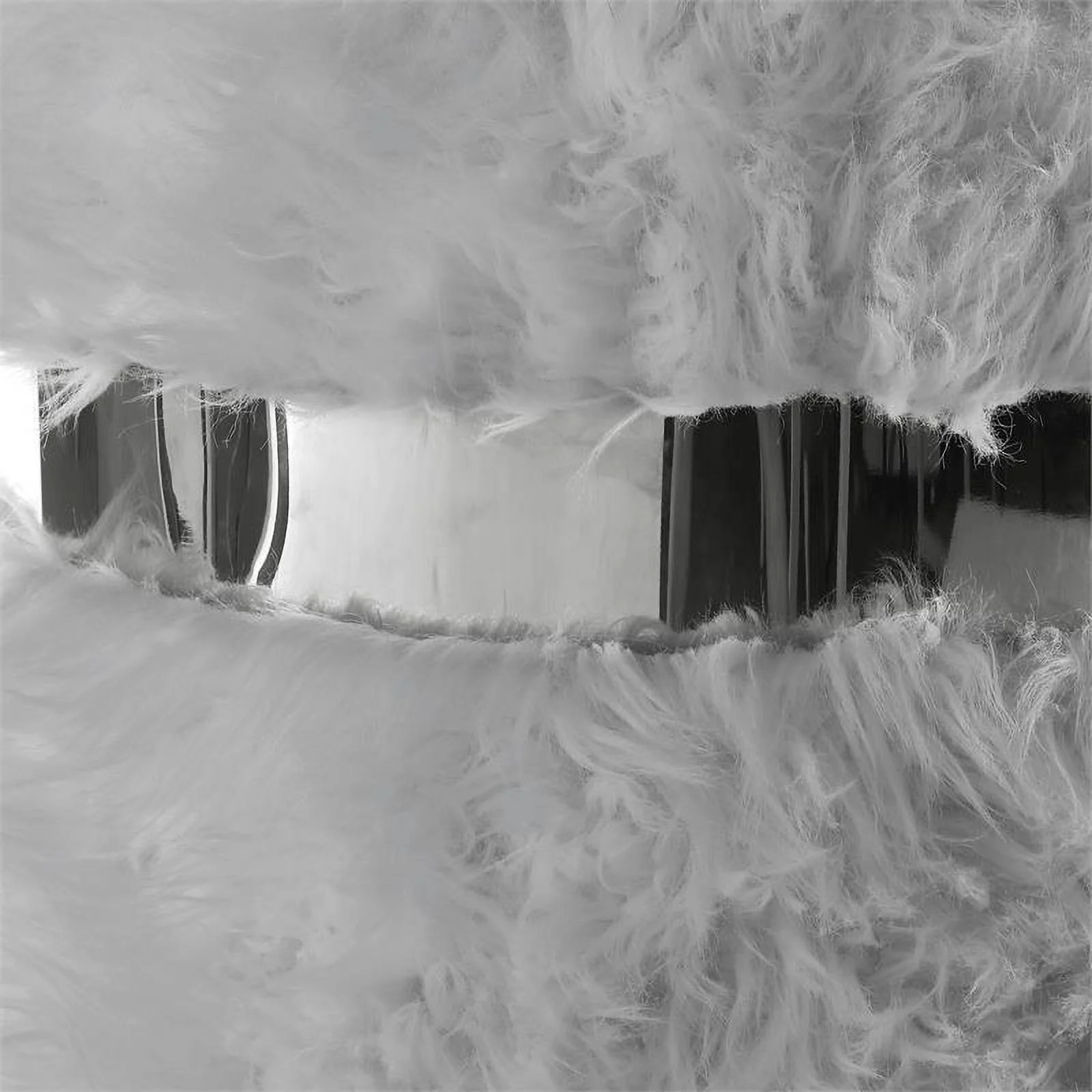 Nicole Miller NON136-04GR-UE Braydon Faux Fur Ottoman, Grey & Silver