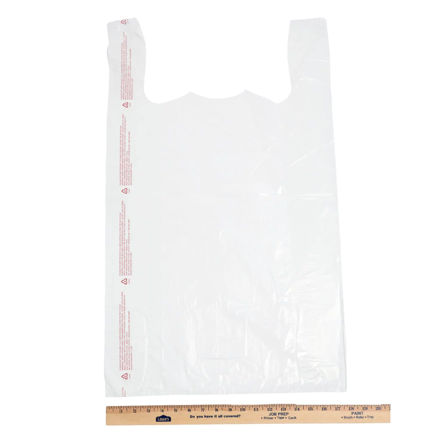 SSWBasics Large White Plastic T-Shirt Bags (Case of 500) - 18