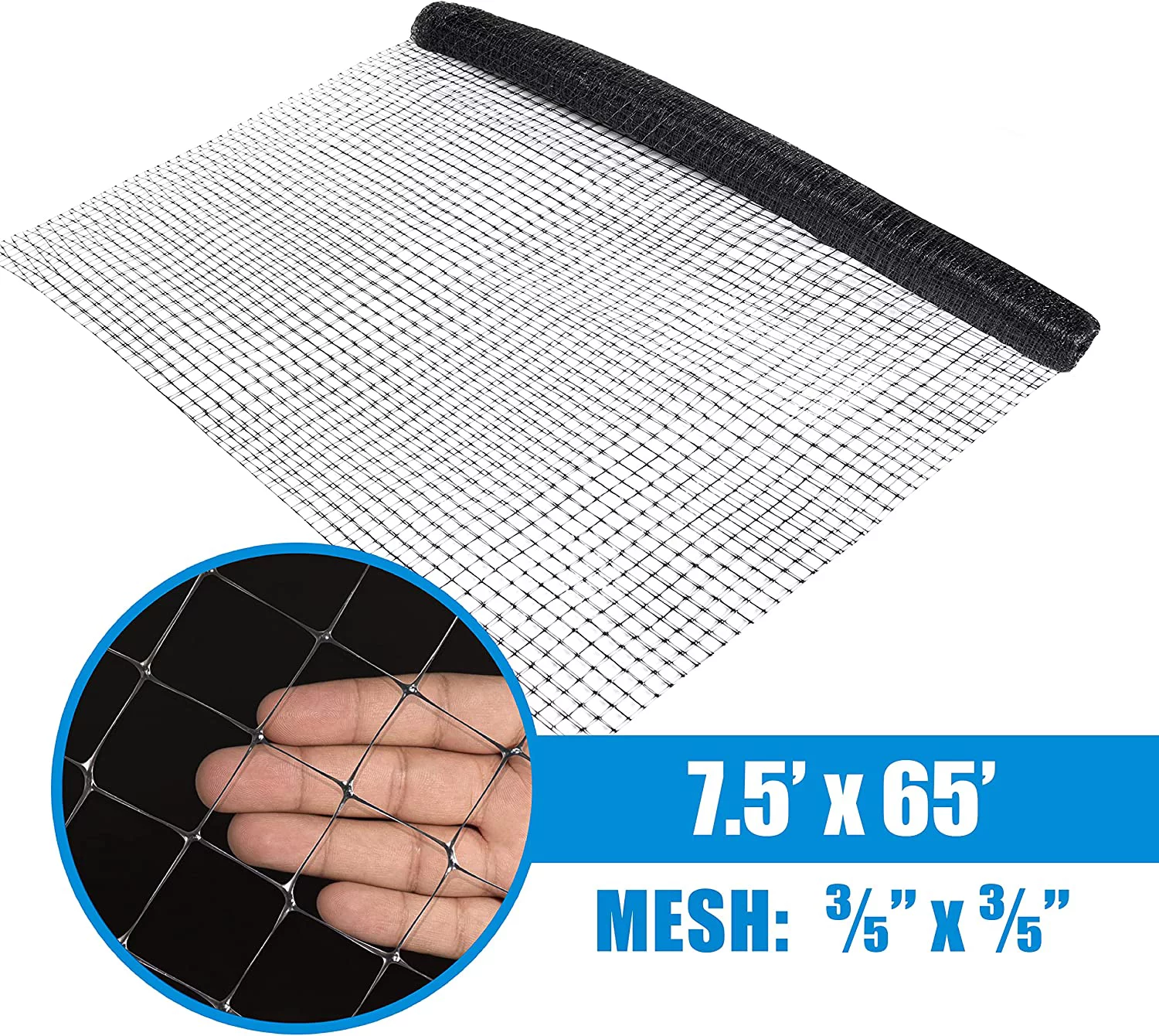 Fencer Wire Garden Netting, 7.5 ft. x 65 ft. Heavy Duty Bird Netting for Garden Protection, Plastic Fence Deer Fence Garden Netting Pest Barrier Rabbit Fence Flower Bed Fencing Animal Barrier