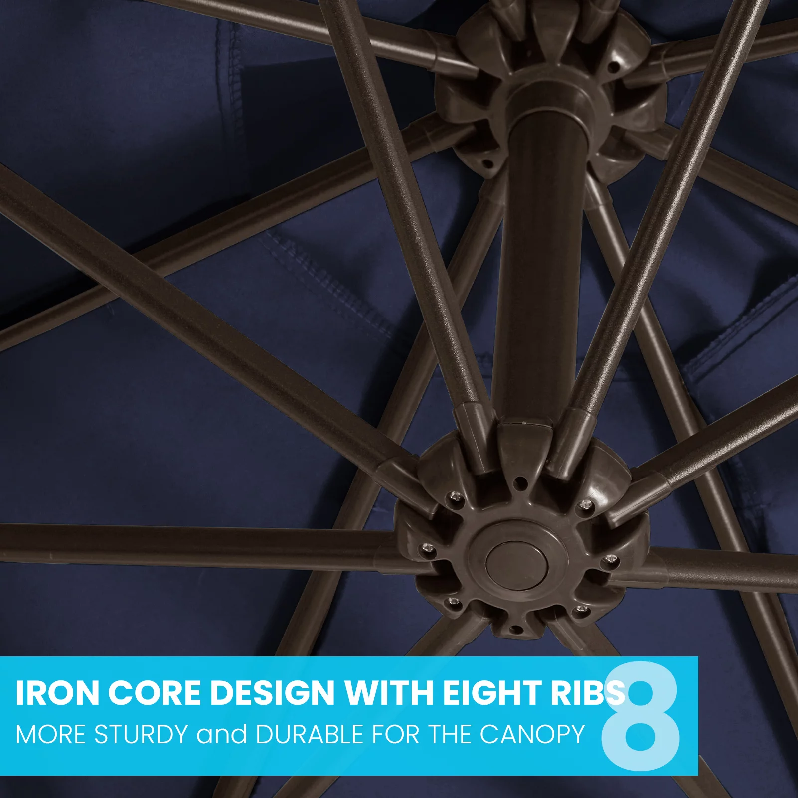 Wulful 10 ft Hanging Offset Cantilever Umbrella with Weighted Base Included, Navy Blue