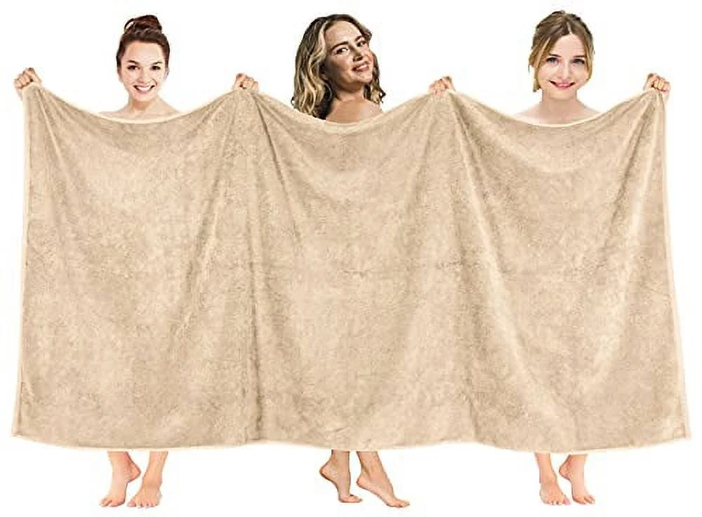 American Soft Linen 100% Cotton 40x80 Oversized Bath Towel, Sand Taupe