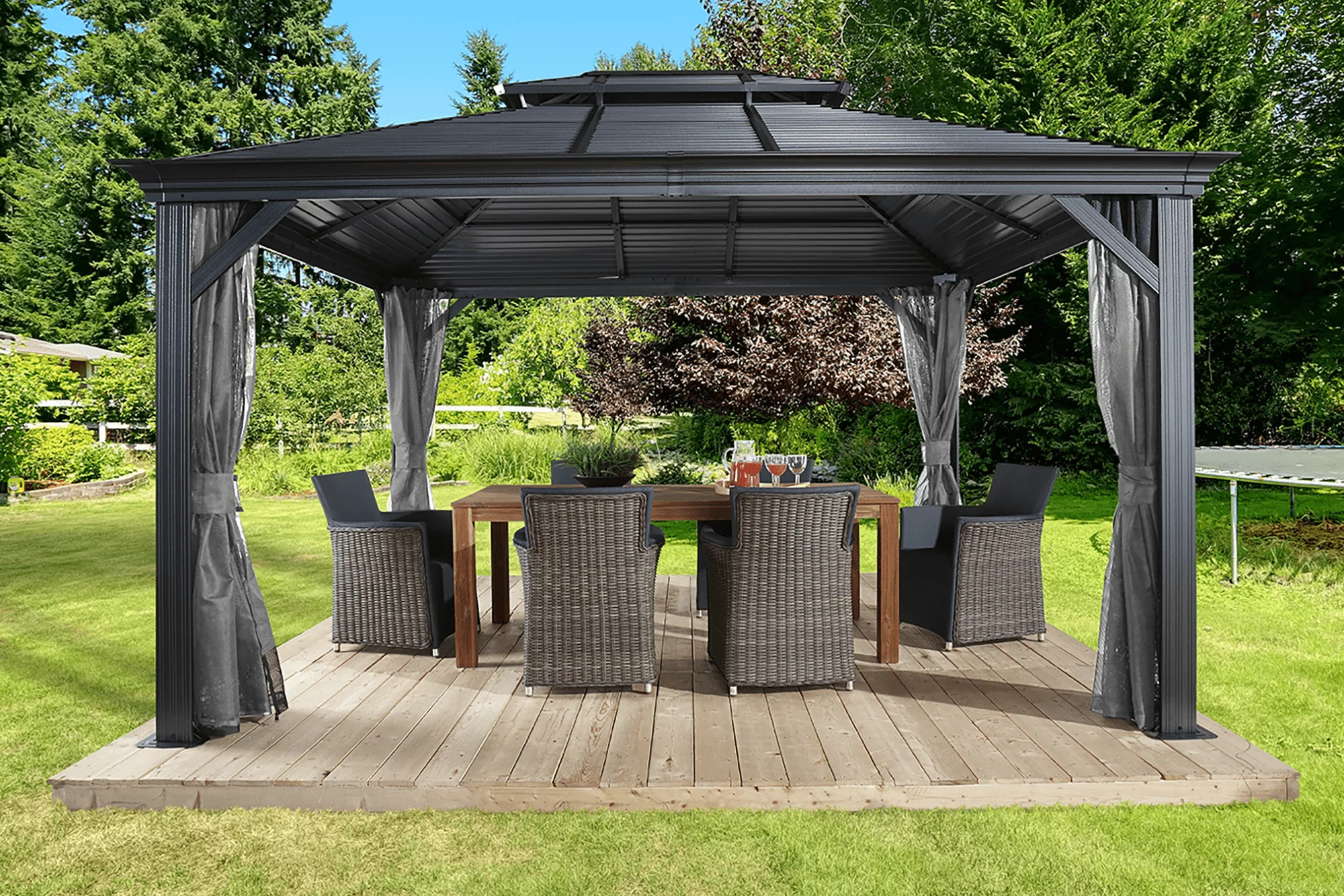 Sojag Mykonos II 12' x 11' Hardtop Gray Rectangle Gazebo