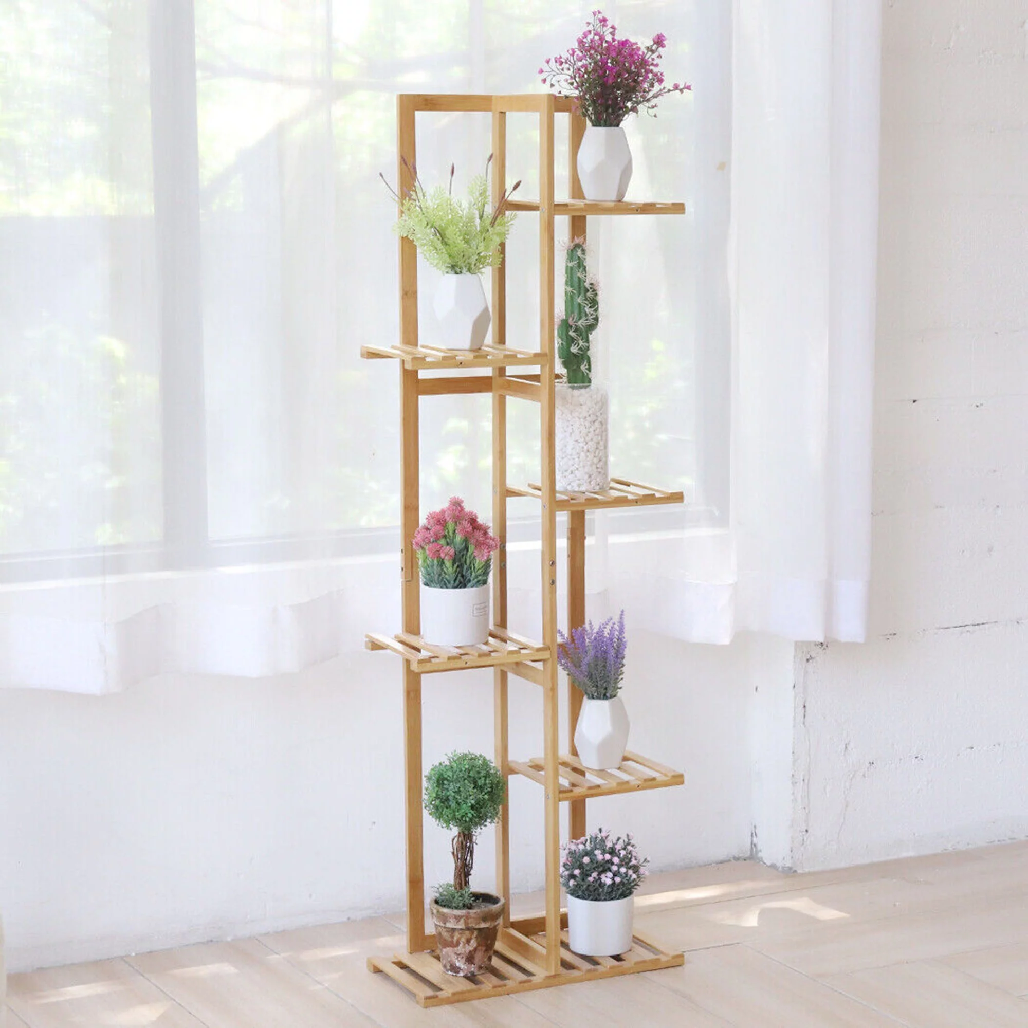 SAYFUT Plant Stand Rack 6 Tier 6 Potted Indoor&Outdoor Multiple Stand Holder Shelf Rack Planter Display for Patio Garden, Living Room, Corner Balcony and Bedroom