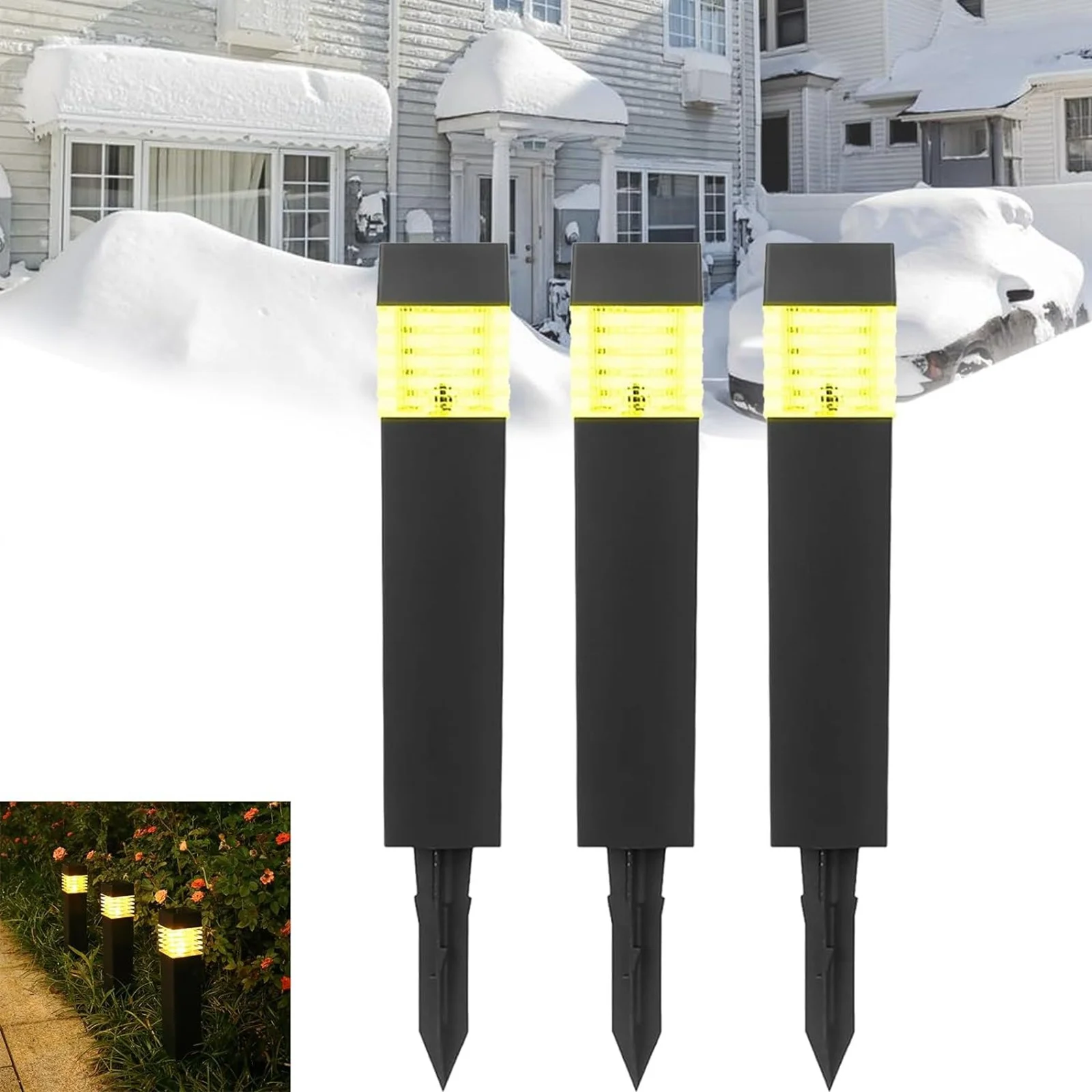 3pc Solar Defrost Lights Mini Solar Powered Snow Melter Deicing Lights For Outside Solar Defrost Lights Grounded Plug Solar Lights