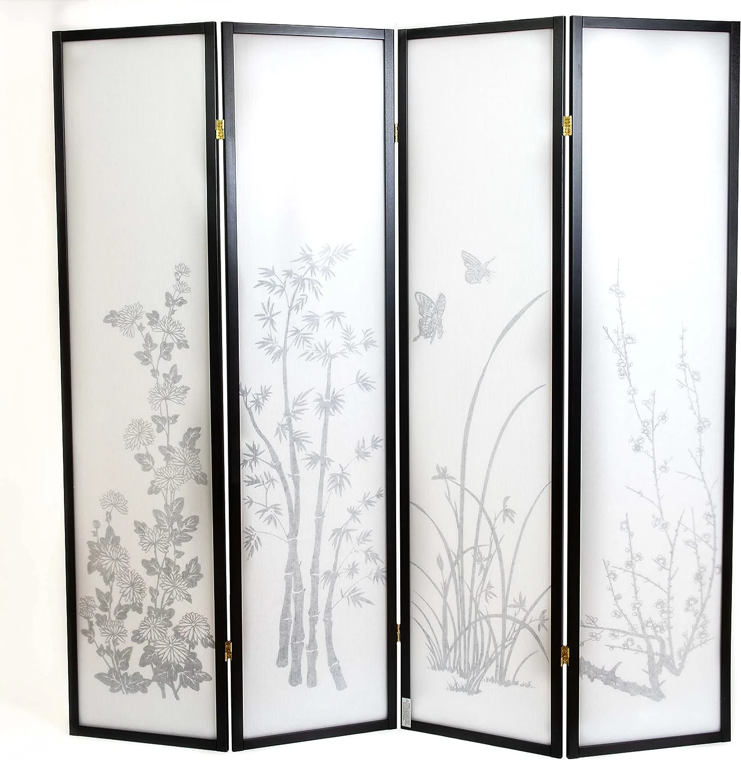4 Panel Room Divider Privacy Screen Bamboo Print 71