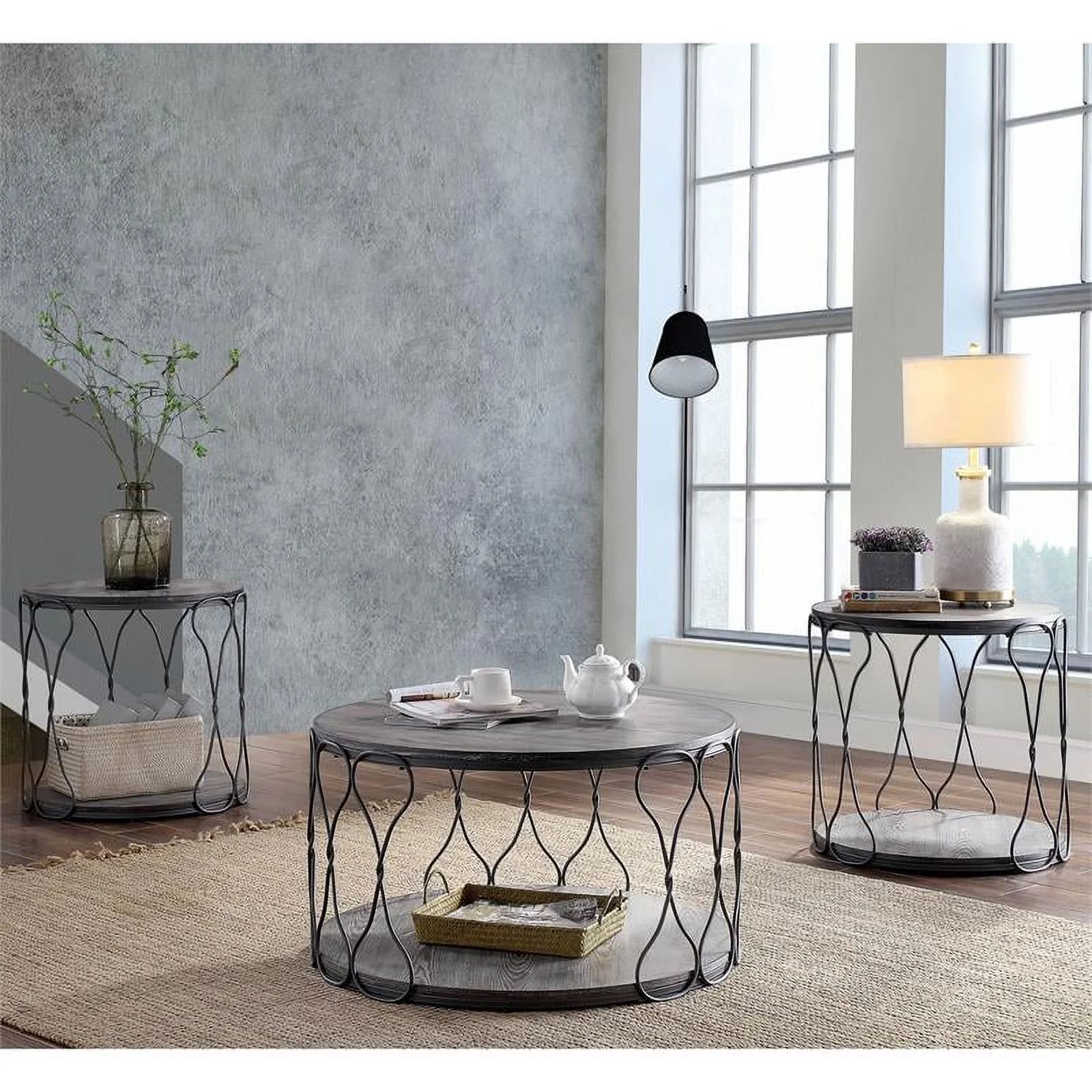 Bowery Hill Modern Wood 1-Shelf End Table in Weathered Gray