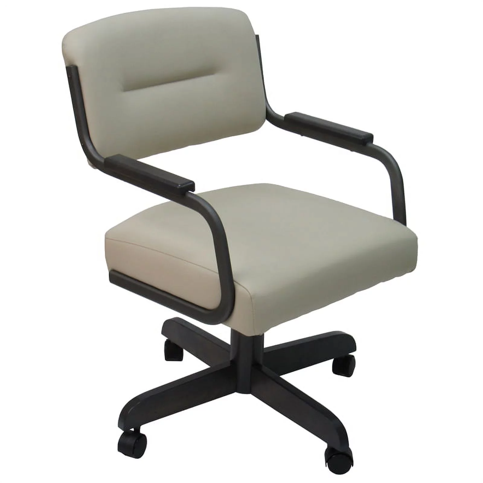 Pemberly Row Swivel Dining Chair on Wheels - Metal Frame Wood Base