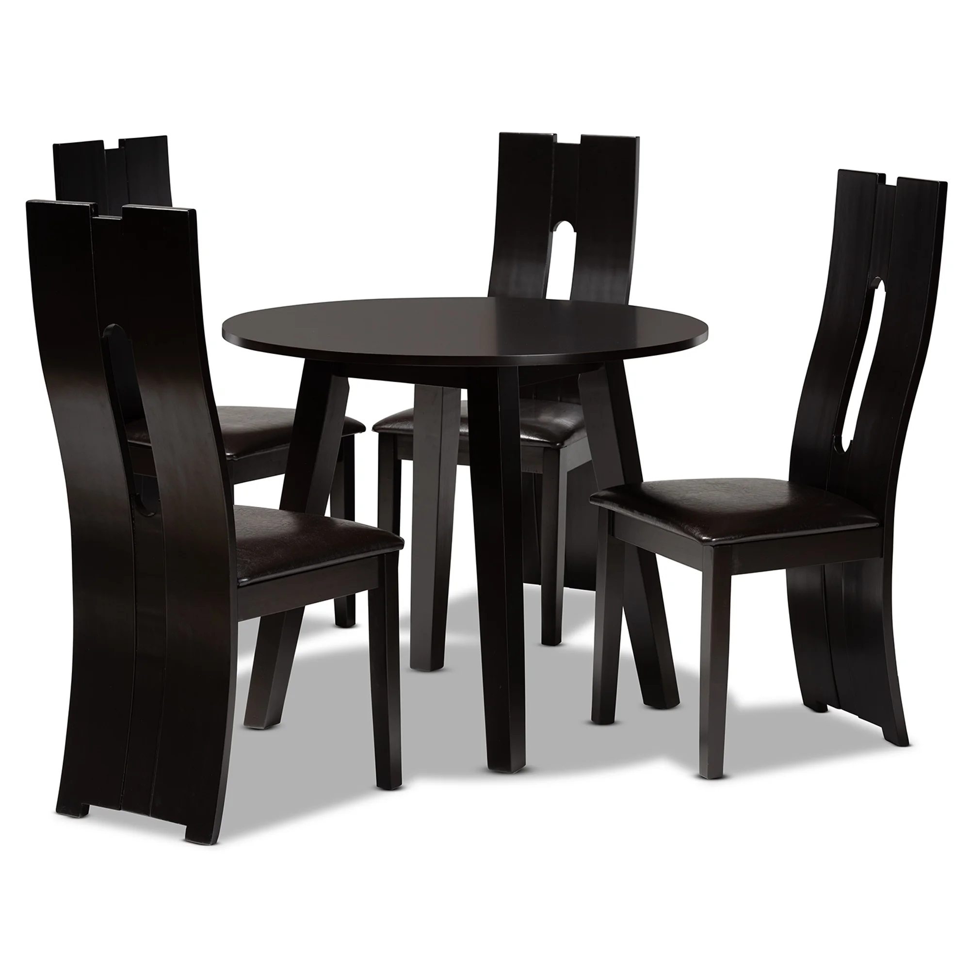 Baxton Studio Lanier Modern and Contemporary Sand Fabric Upholstered Dark Brown Finished 2-Piece Wood Dining Chair Set