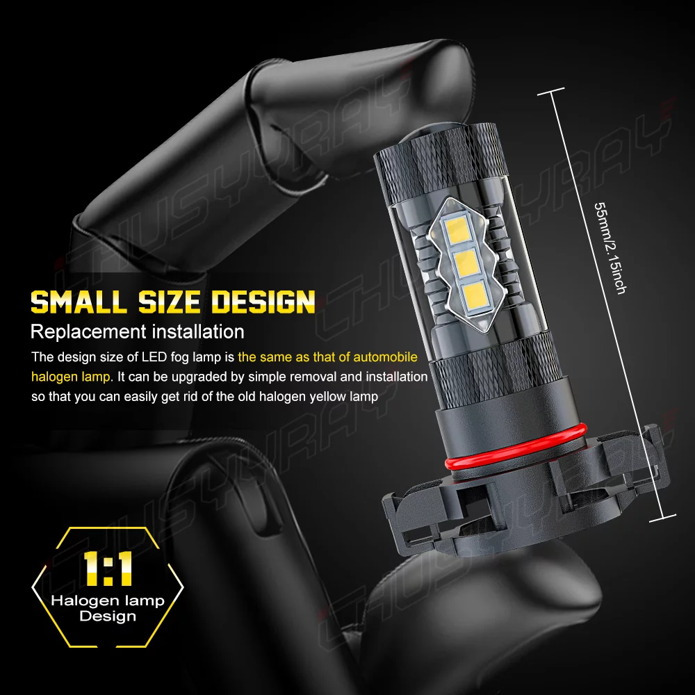 Bright White LED Headlight 9005+H11 Hi/Lo Bulb Kit + Amber H16/5202 LED Fog Light Bulbs Combo，Pack of 6