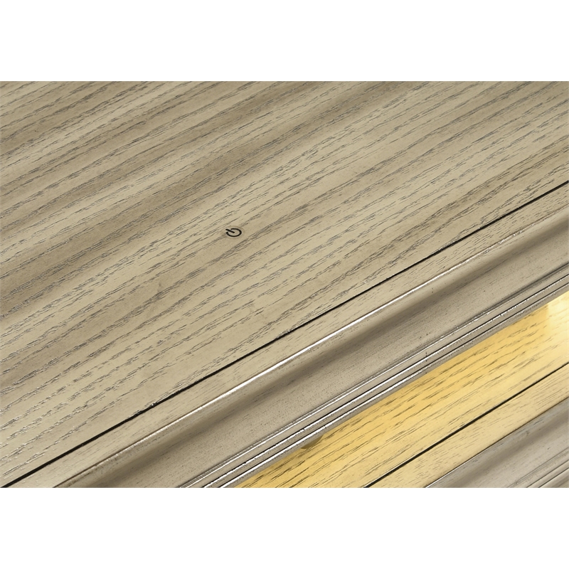 Pemberly Row 3-drawer Wood Nightstand Bedside Table with LED Rustic Beige