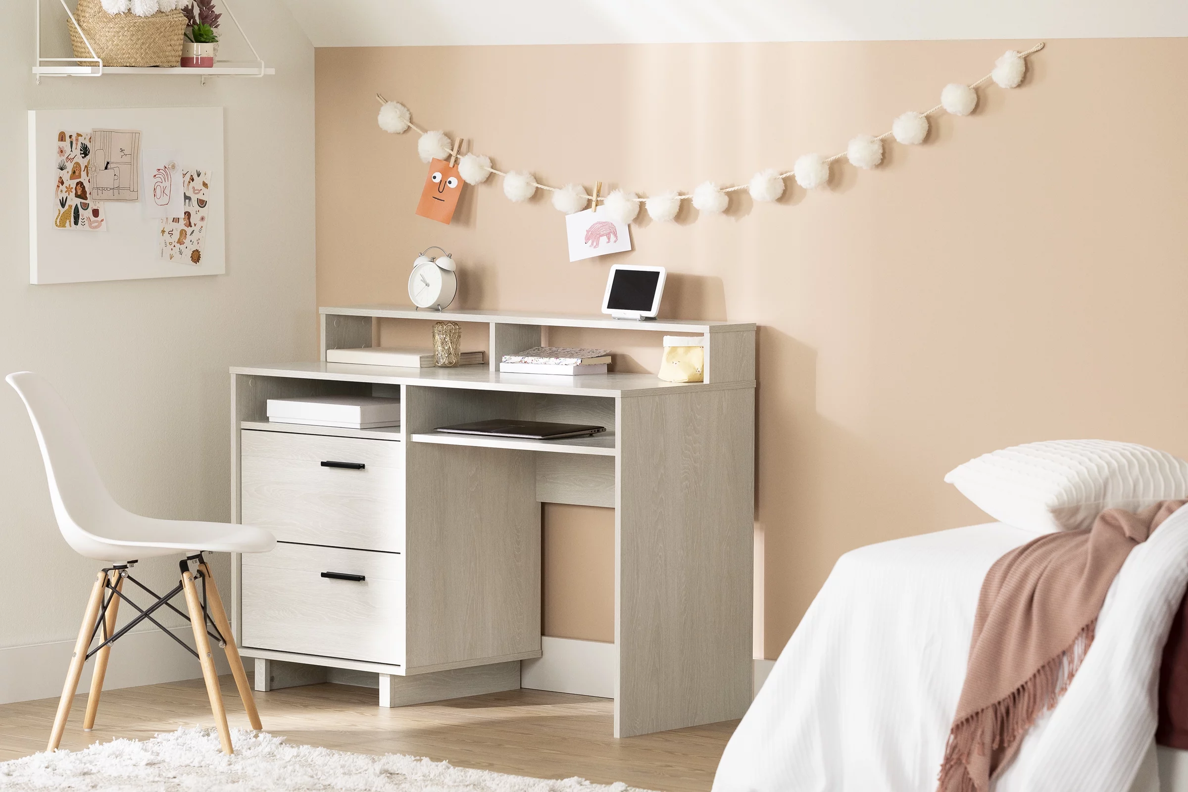 South Shore Fynn Computer Desk Winter Oak